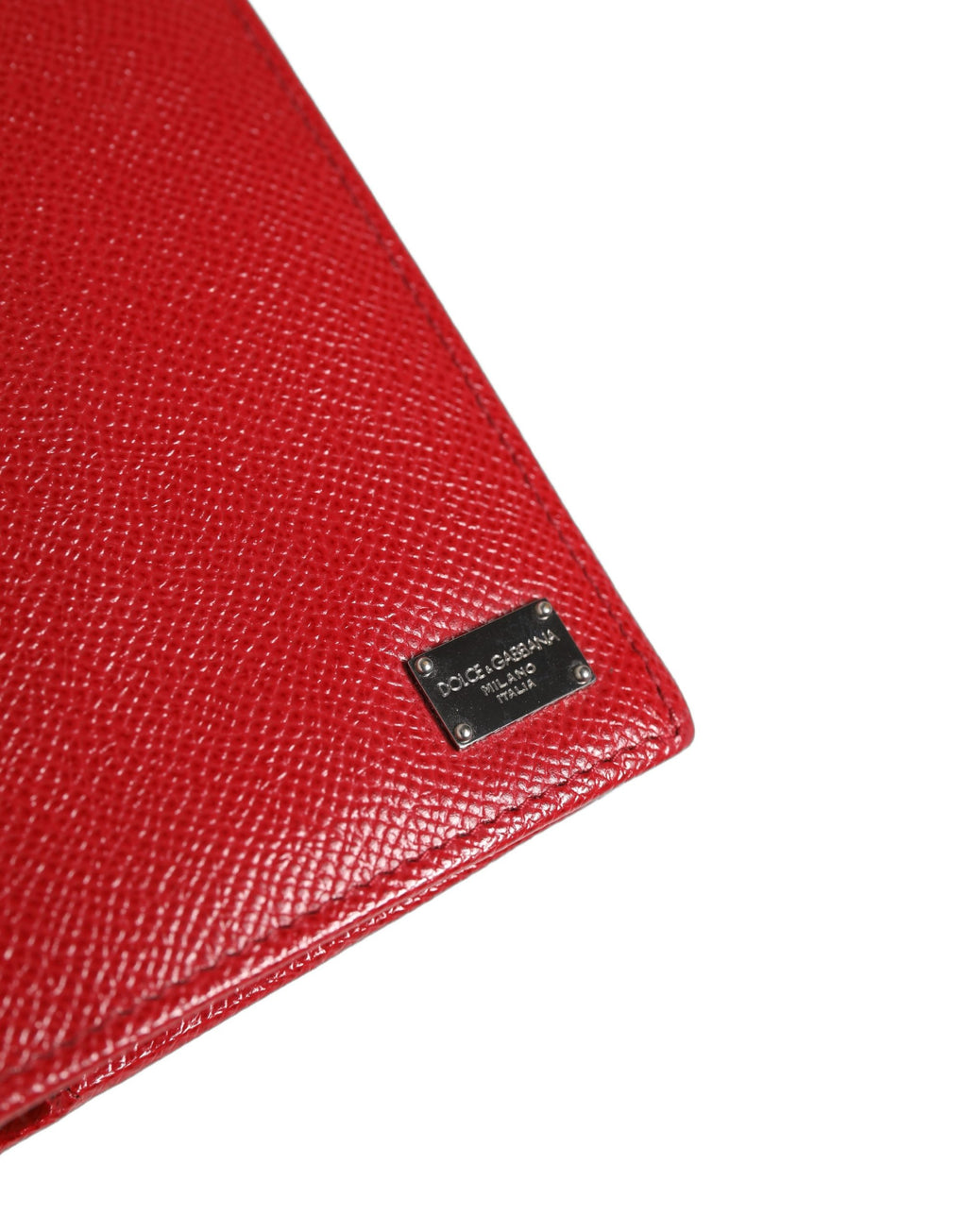 Porte-cartes Dolce & Gabbana en cuir Dauphine rouge avec compartiments pour cartes, portefeuille à deux volets