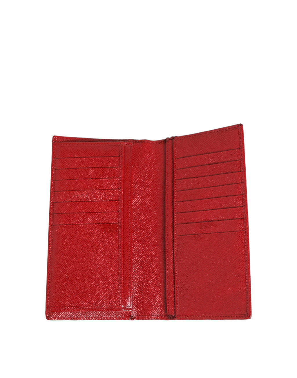 Porte-cartes Dolce & Gabbana en cuir Dauphine rouge avec compartiments pour cartes, portefeuille à deux volets