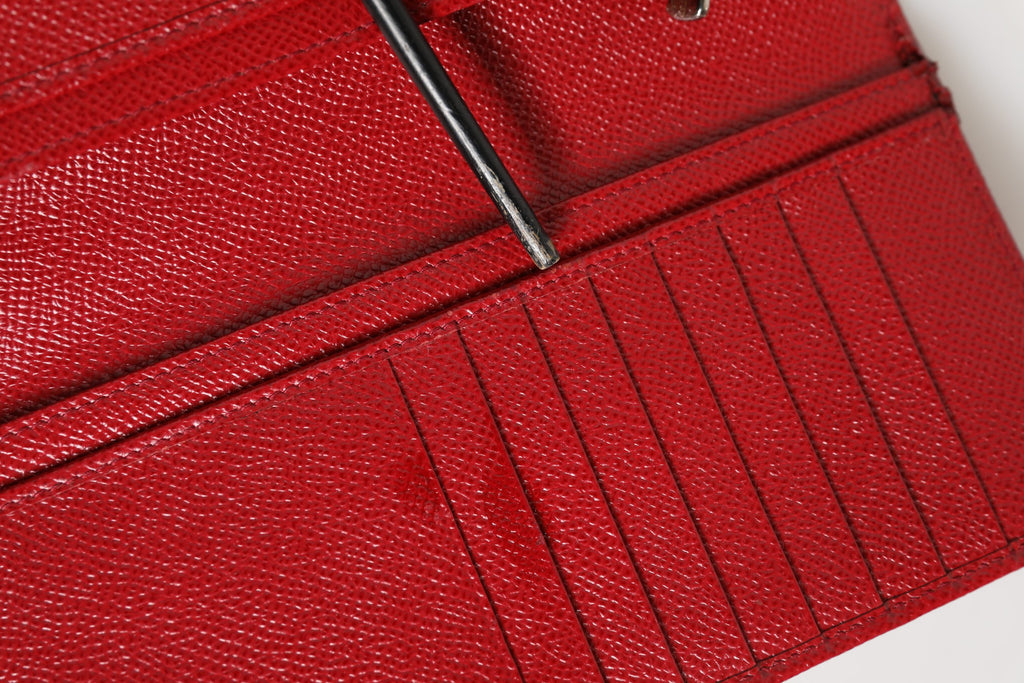 Porte-cartes Dolce & Gabbana en cuir Dauphine rouge avec compartiments pour cartes, portefeuille à deux volets