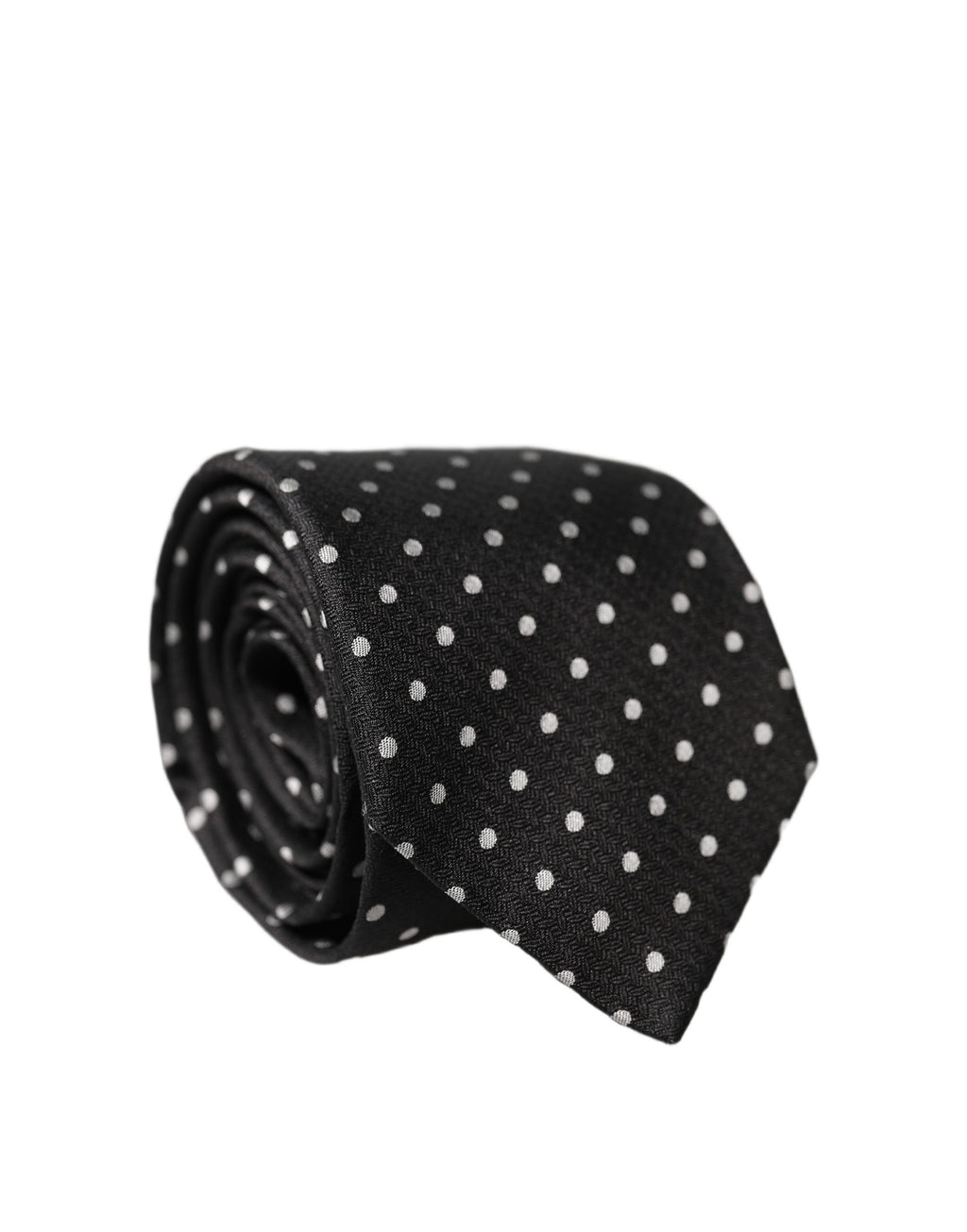 Cravate ajustable en soie à pois noirs et blancs Dolce & Gabbana pour homme