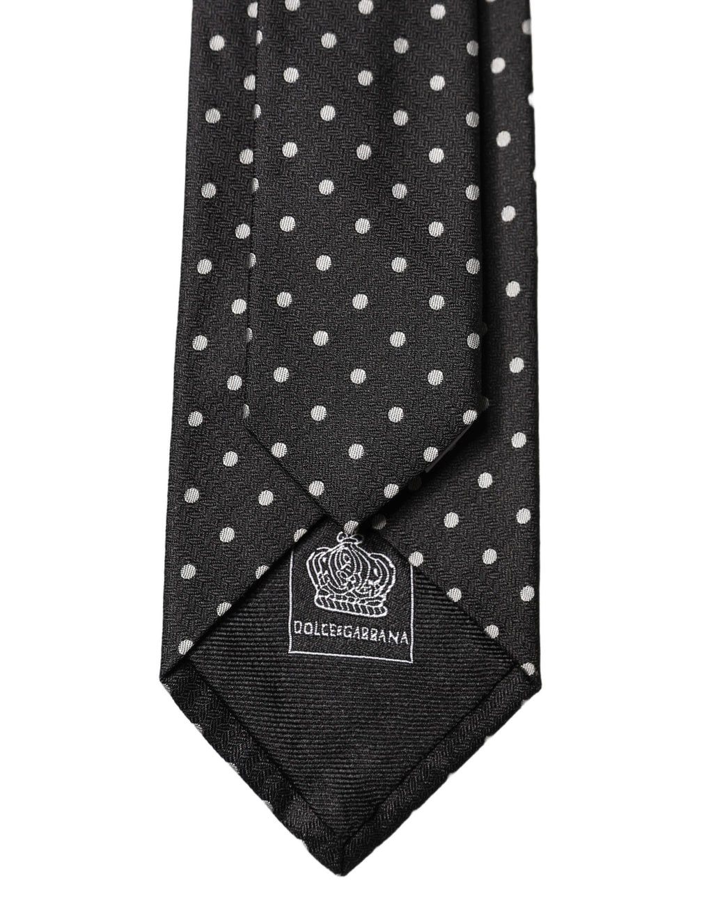Cravate ajustable en soie à pois noirs et blancs Dolce & Gabbana pour homme