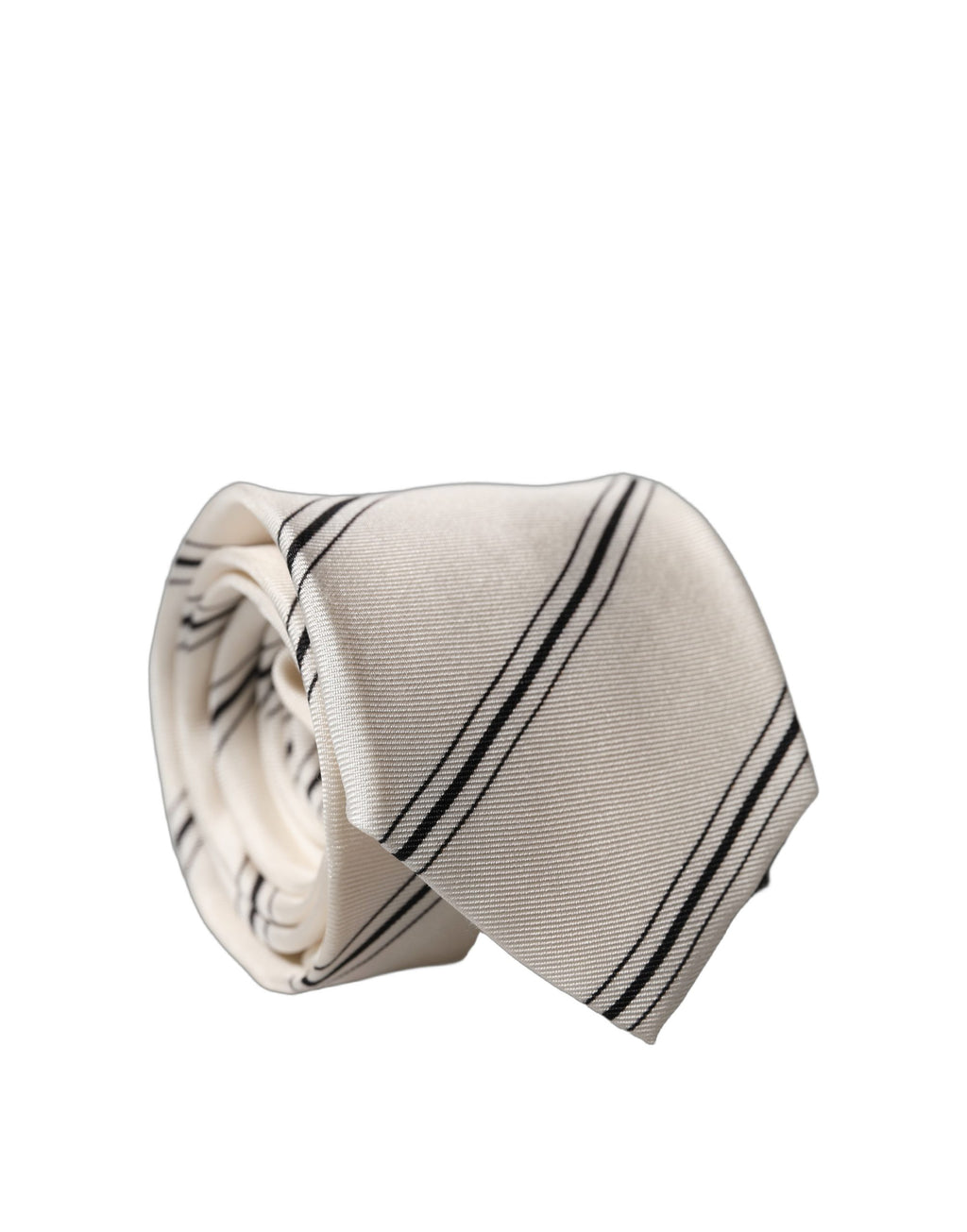 Cravate ajustable pour homme Dolce & Gabbana en soie 100 % à rayures beiges et noires