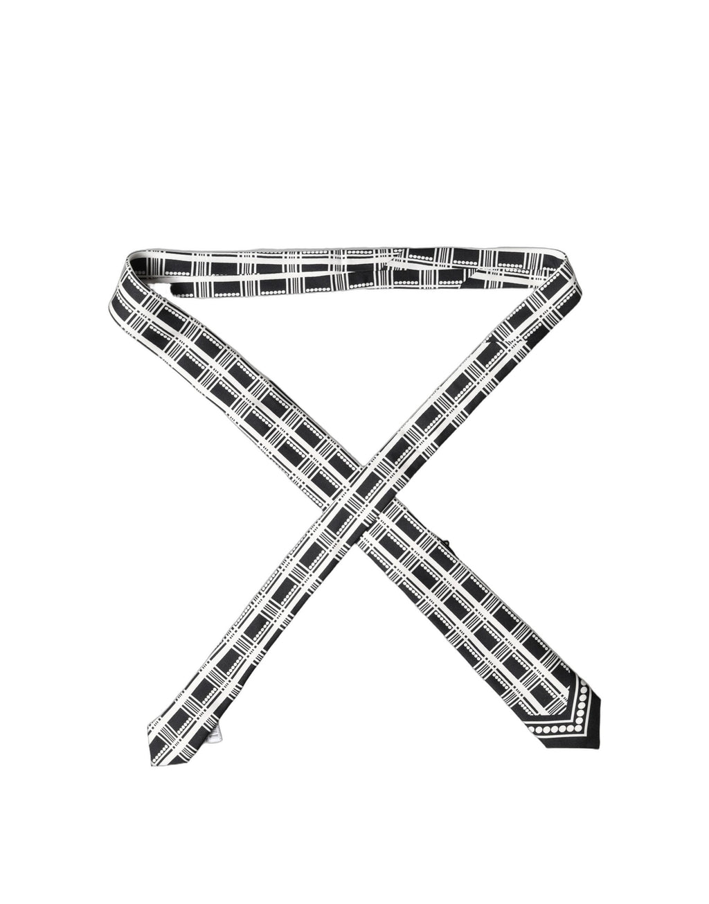 Cravate en soie à motif abstrait noir et blanc réglable Dolce & Gabbana pour homme