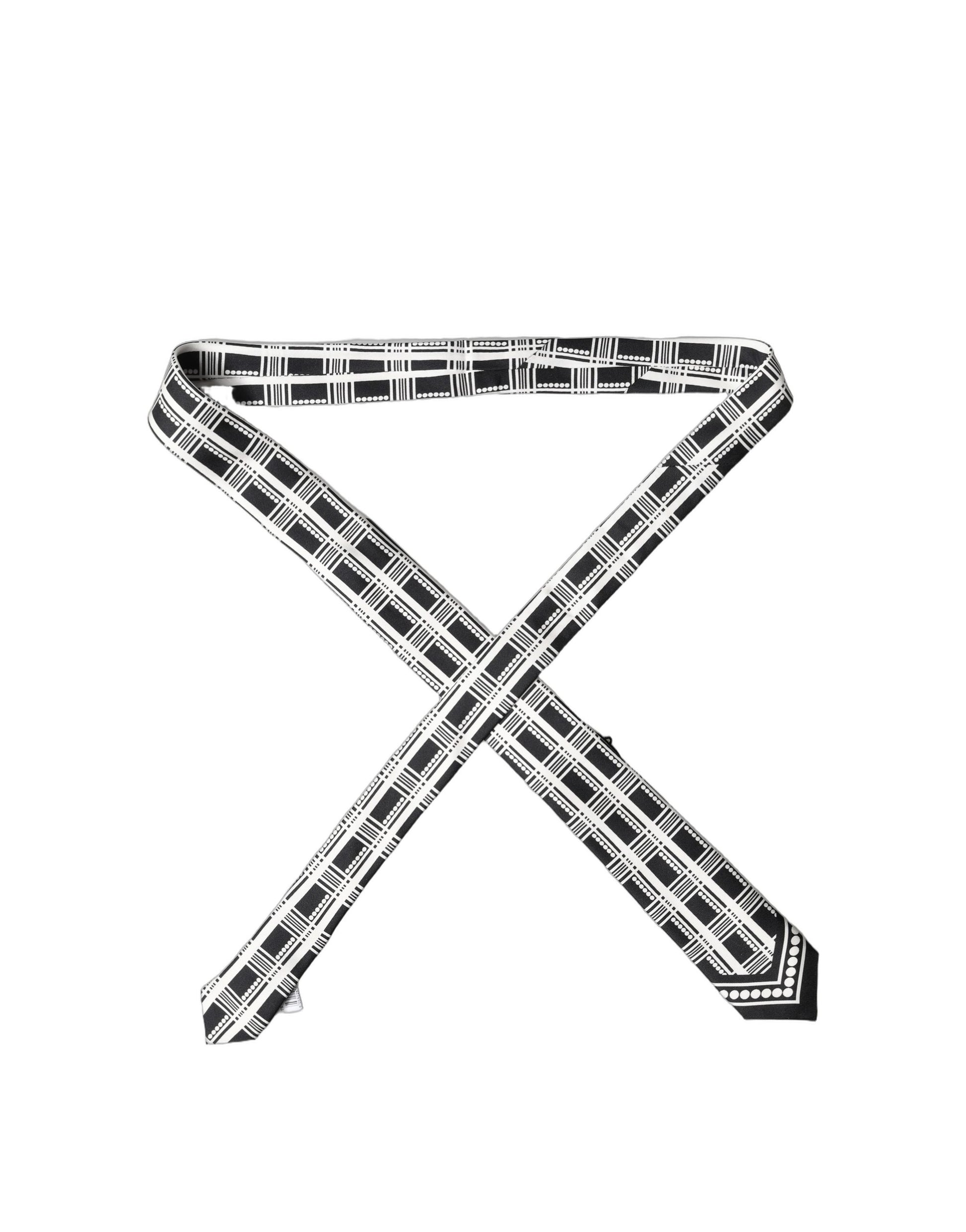 Cravate en soie à motif abstrait noir et blanc réglable Dolce & Gabbana pour homme
