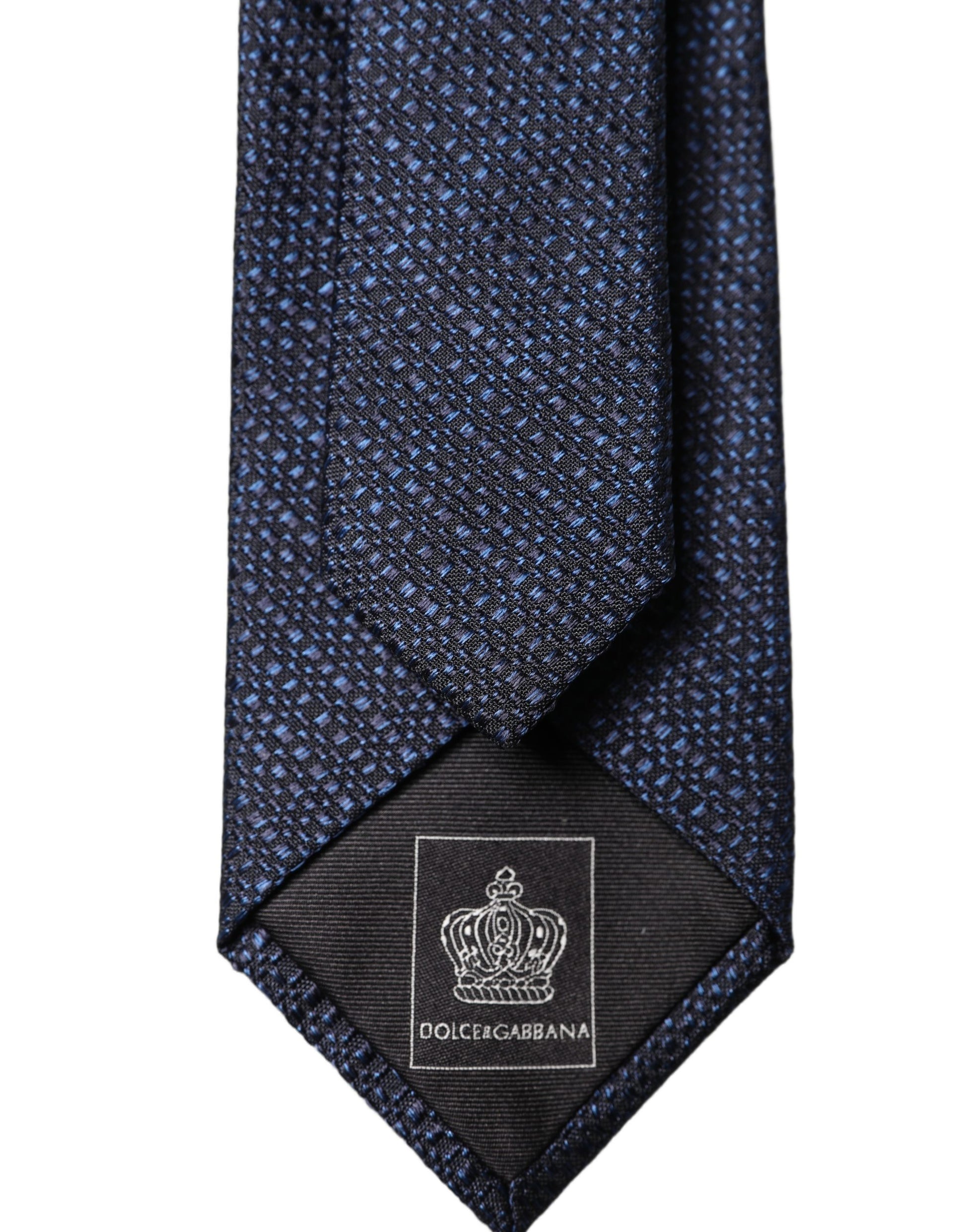 Cravate ajustable en soie texturée bleu marine pour homme Dolce & Gabbana
