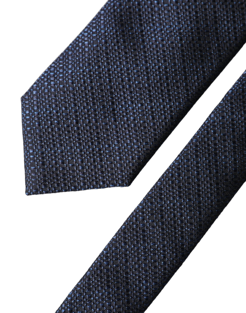Cravate ajustable en soie texturée bleu marine pour homme Dolce & Gabbana