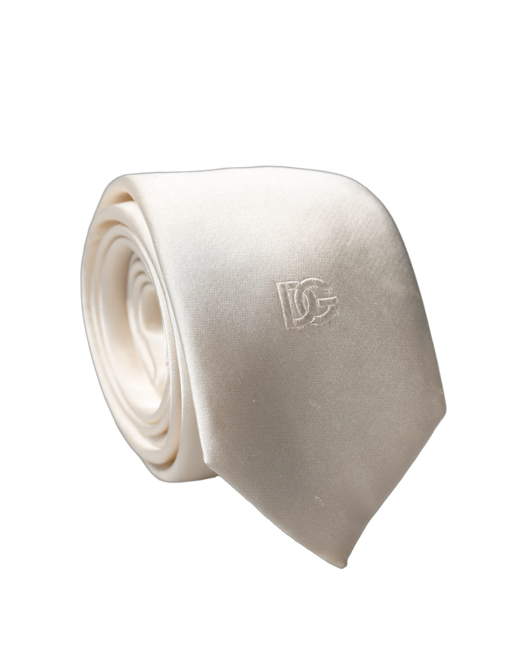Cravate Dolce & Gabbana en Soie Crème Broderie DG Réglable pour Homme