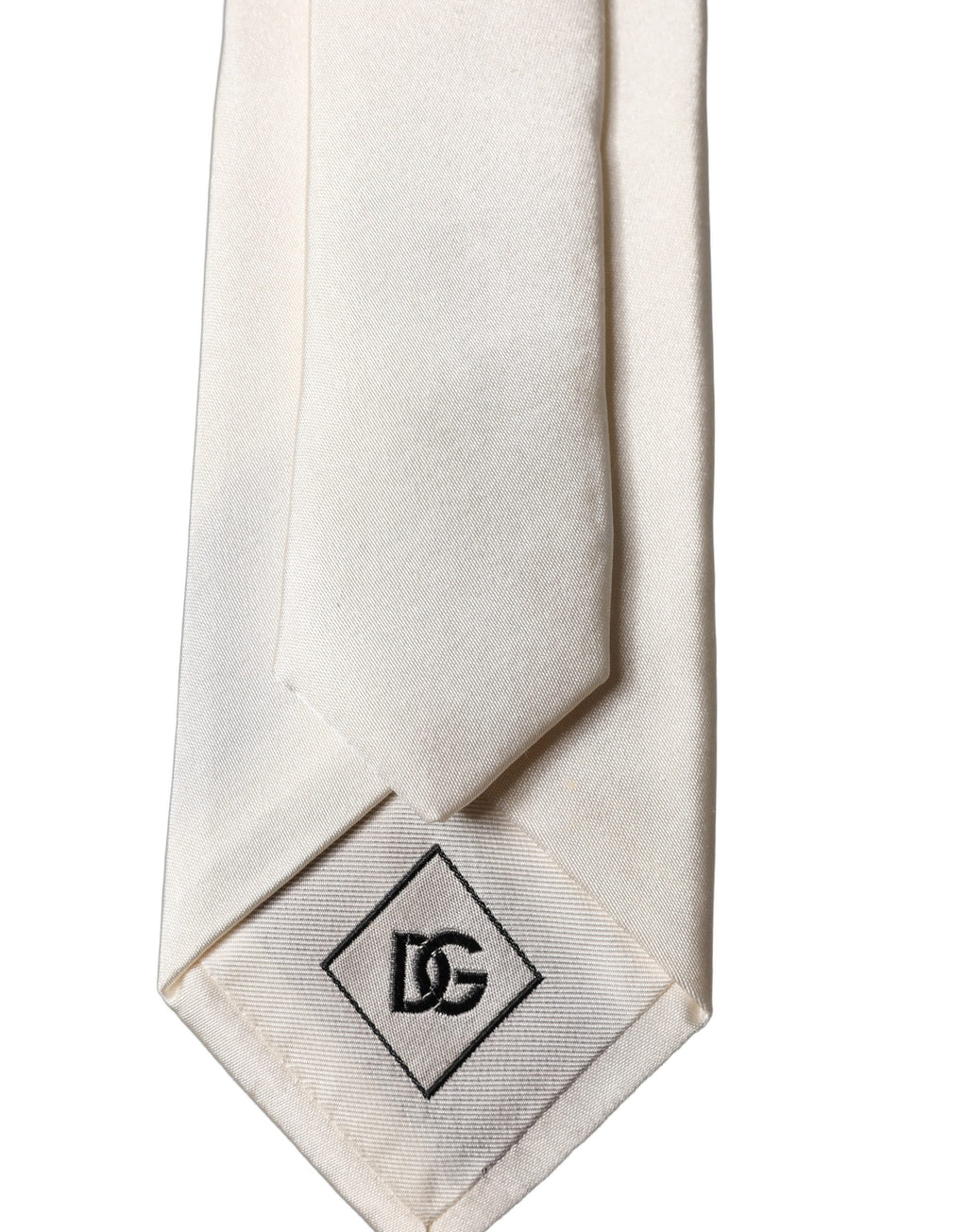 Cravate Dolce & Gabbana en Soie Crème Broderie DG Réglable pour Homme
