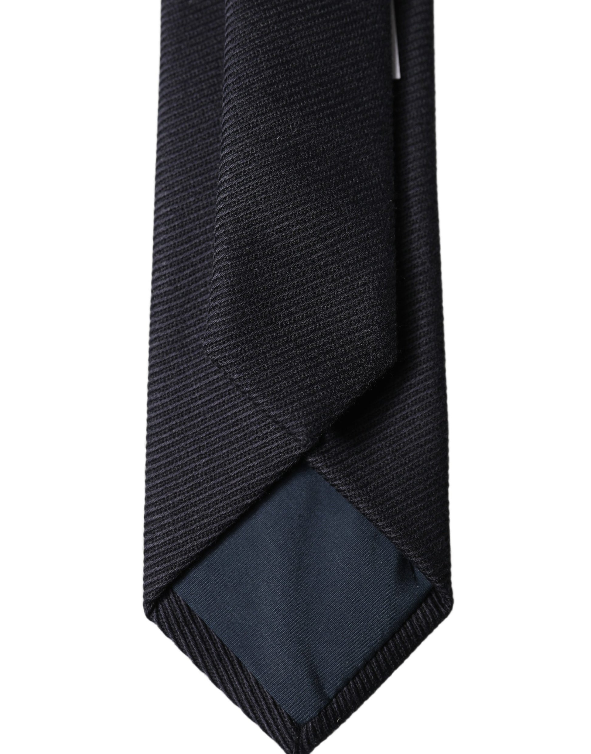 Dolce & Gabbana Black Solid 100% Silk Adjustable Men Tied Necktie Tie