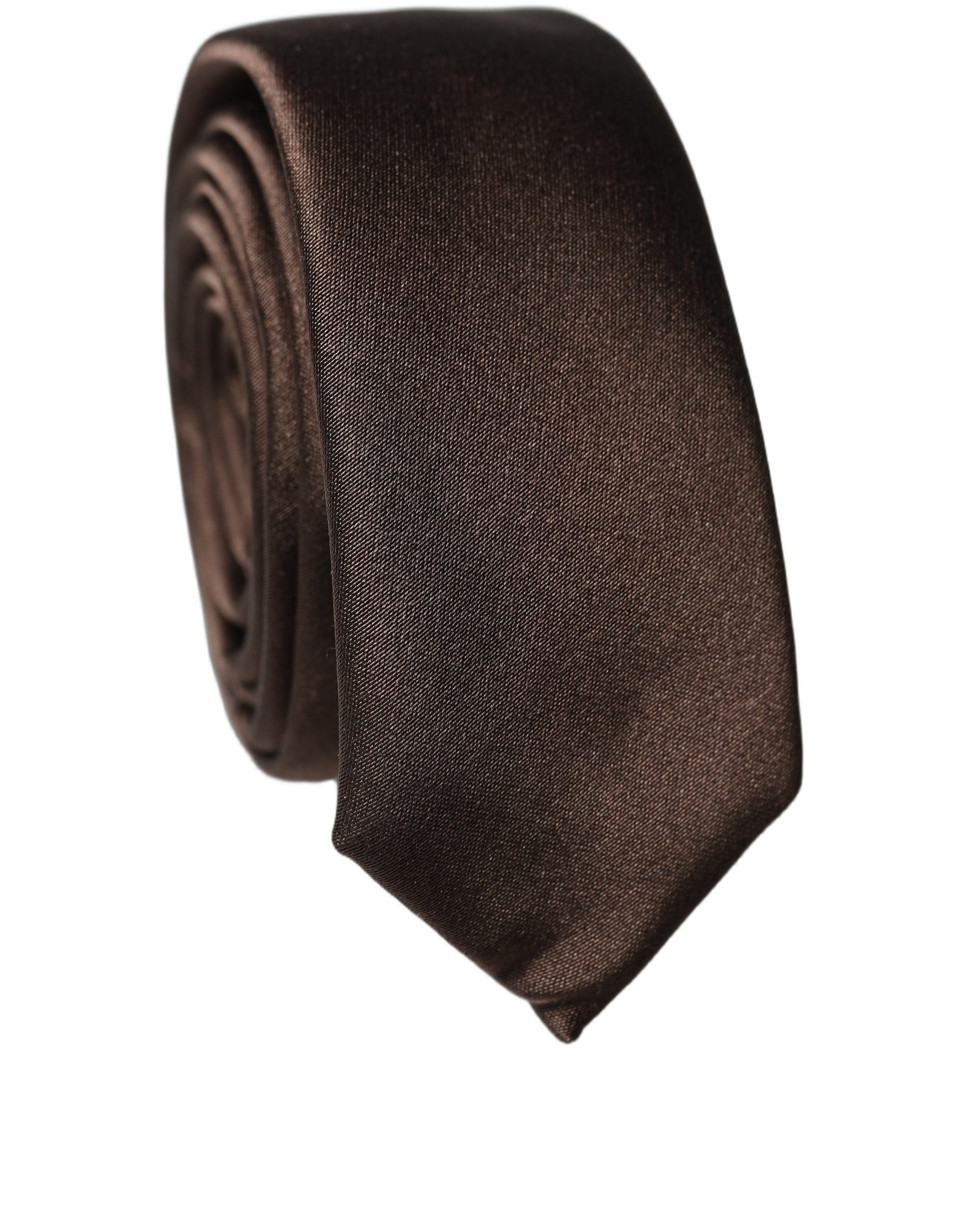 Cravate Dolce & Gabbana marron unie 100 % soie réglable pour homme