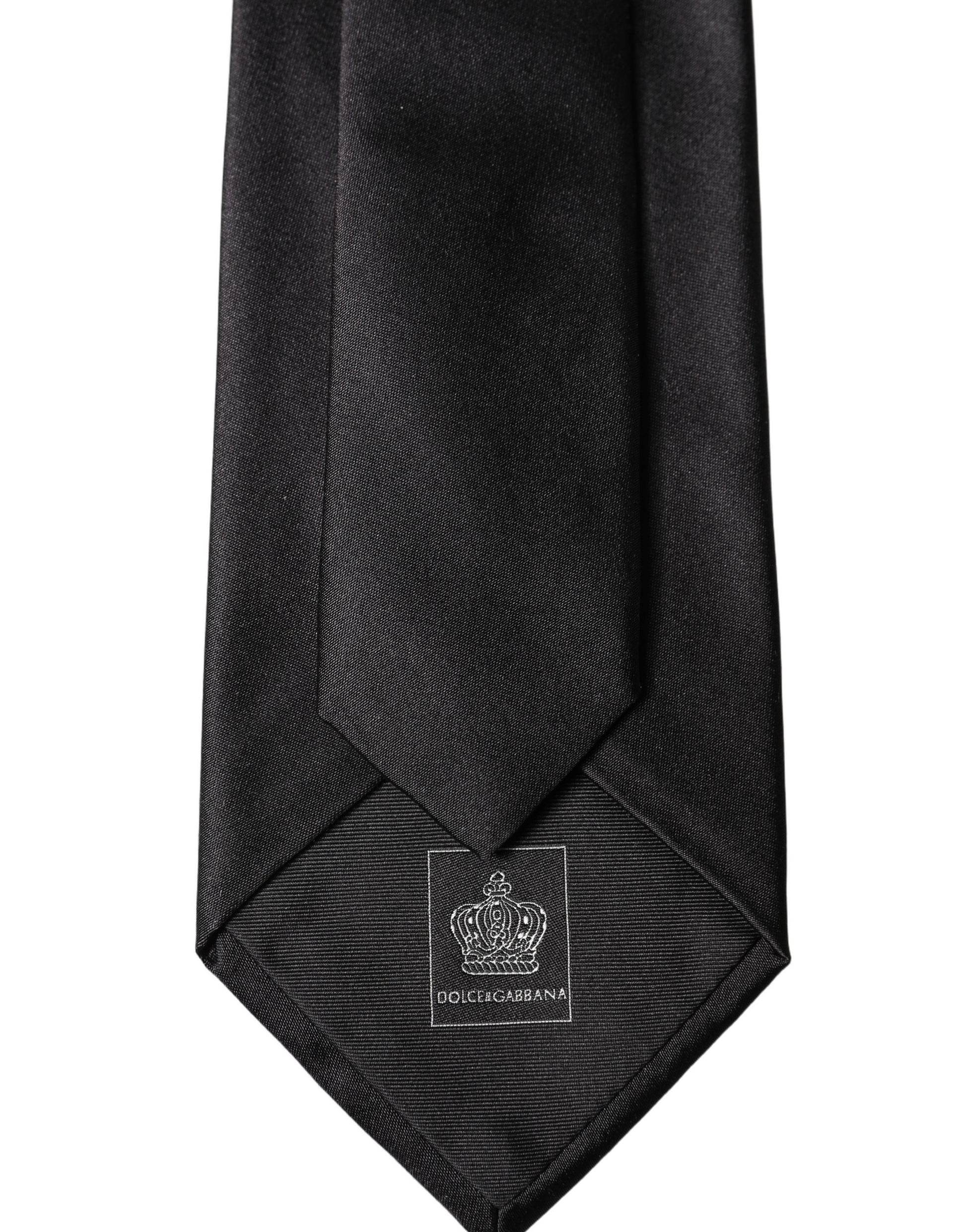 Dolce & Gabbana Black Satin 100% Silk Adjustable Women Tied Necktie Tie