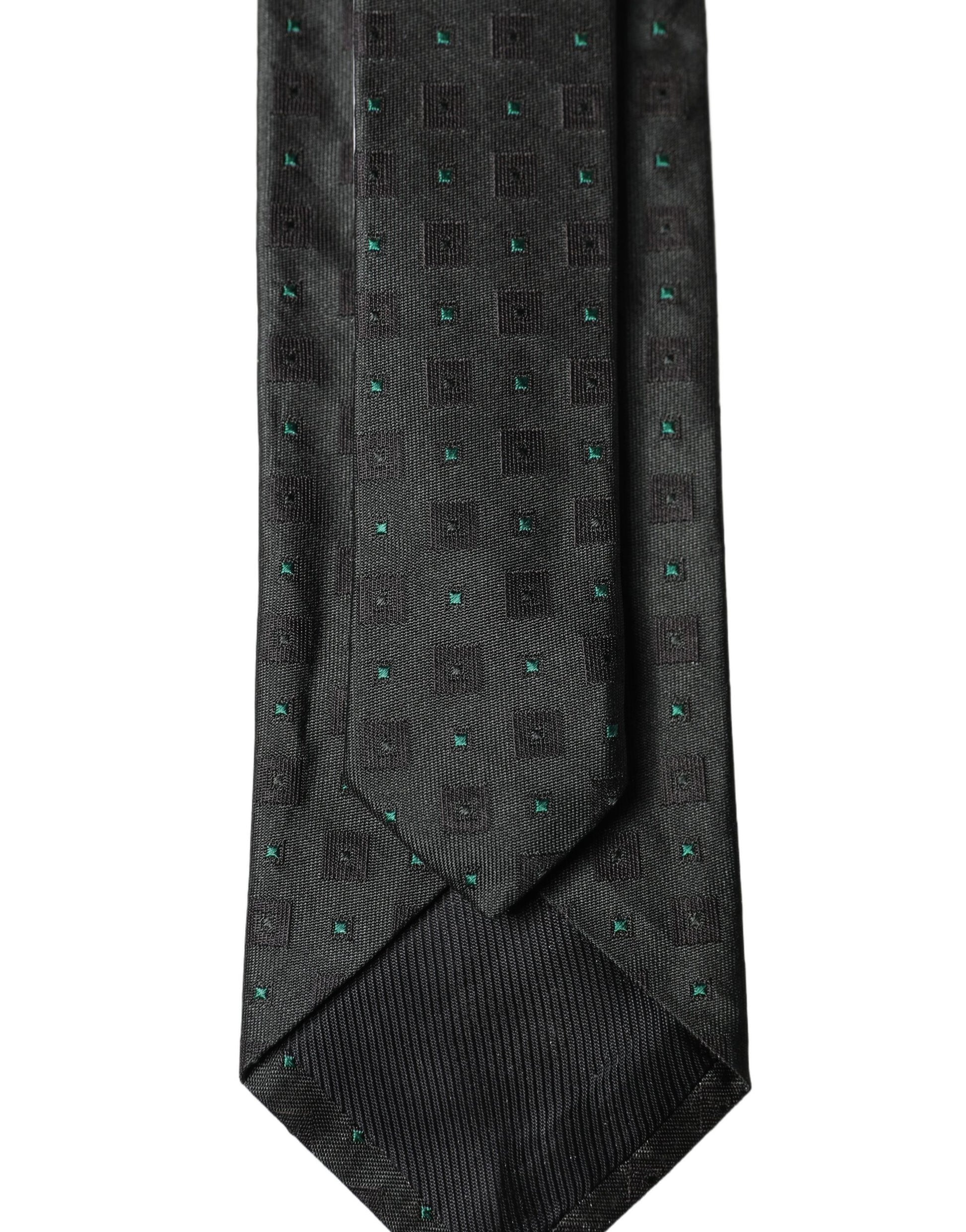 Dolce & Gabbana Black Geometric Silk Adjustable Men Tied Necktie Tie