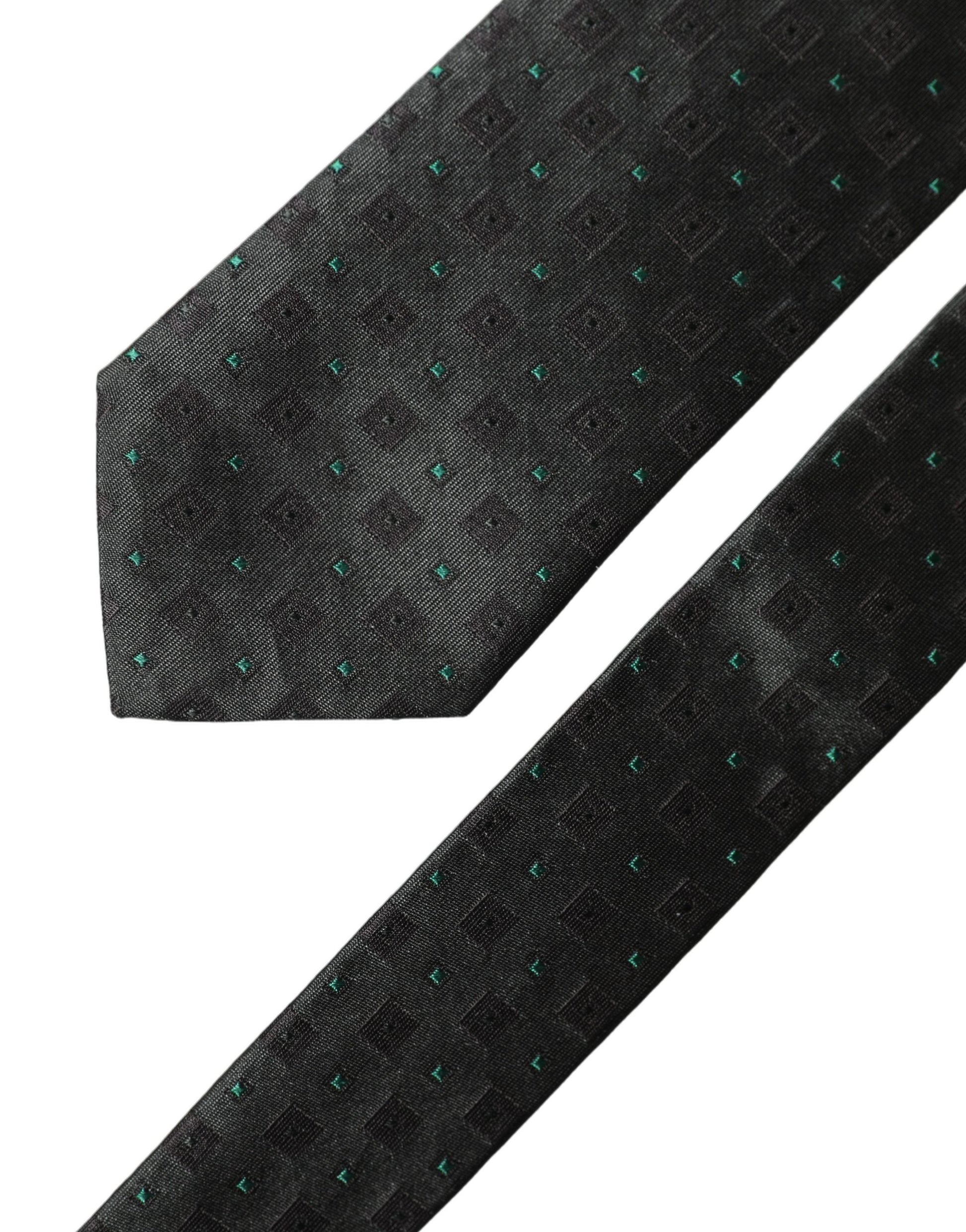 Dolce & Gabbana Black Geometric Silk Adjustable Men Tied Necktie Tie
