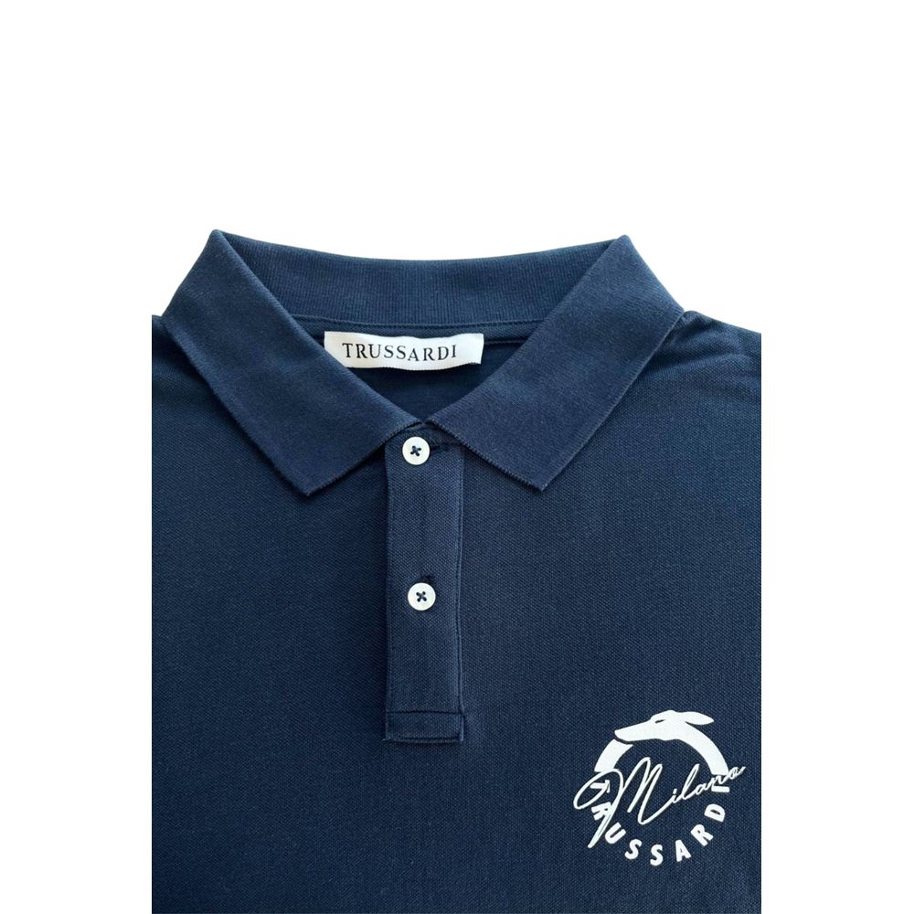 Trussardi Beachwear Blue Polo Shirt for Men detail view