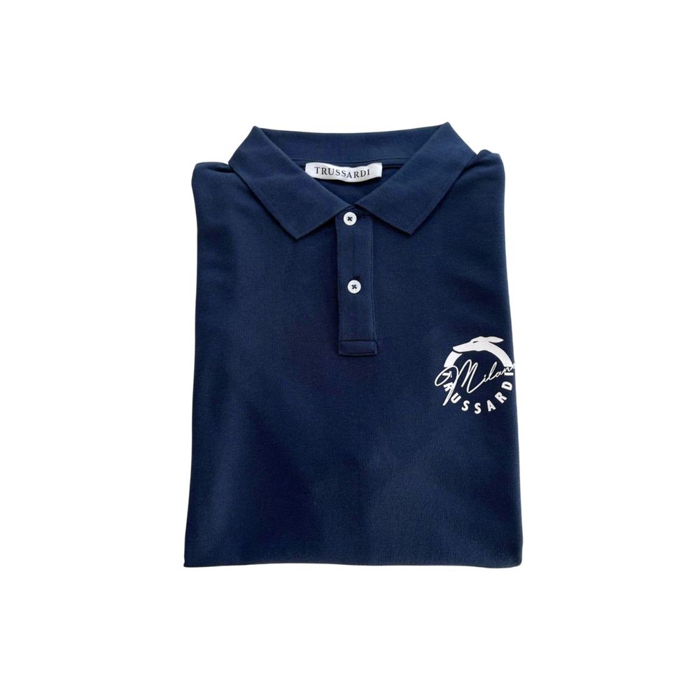 Trussardi Beachwear Blue Polo Shirt for Men side view