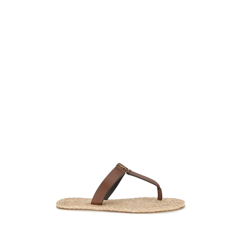 Saint Laurent Brown Calf Leather Bos Taurus Flat Sandals