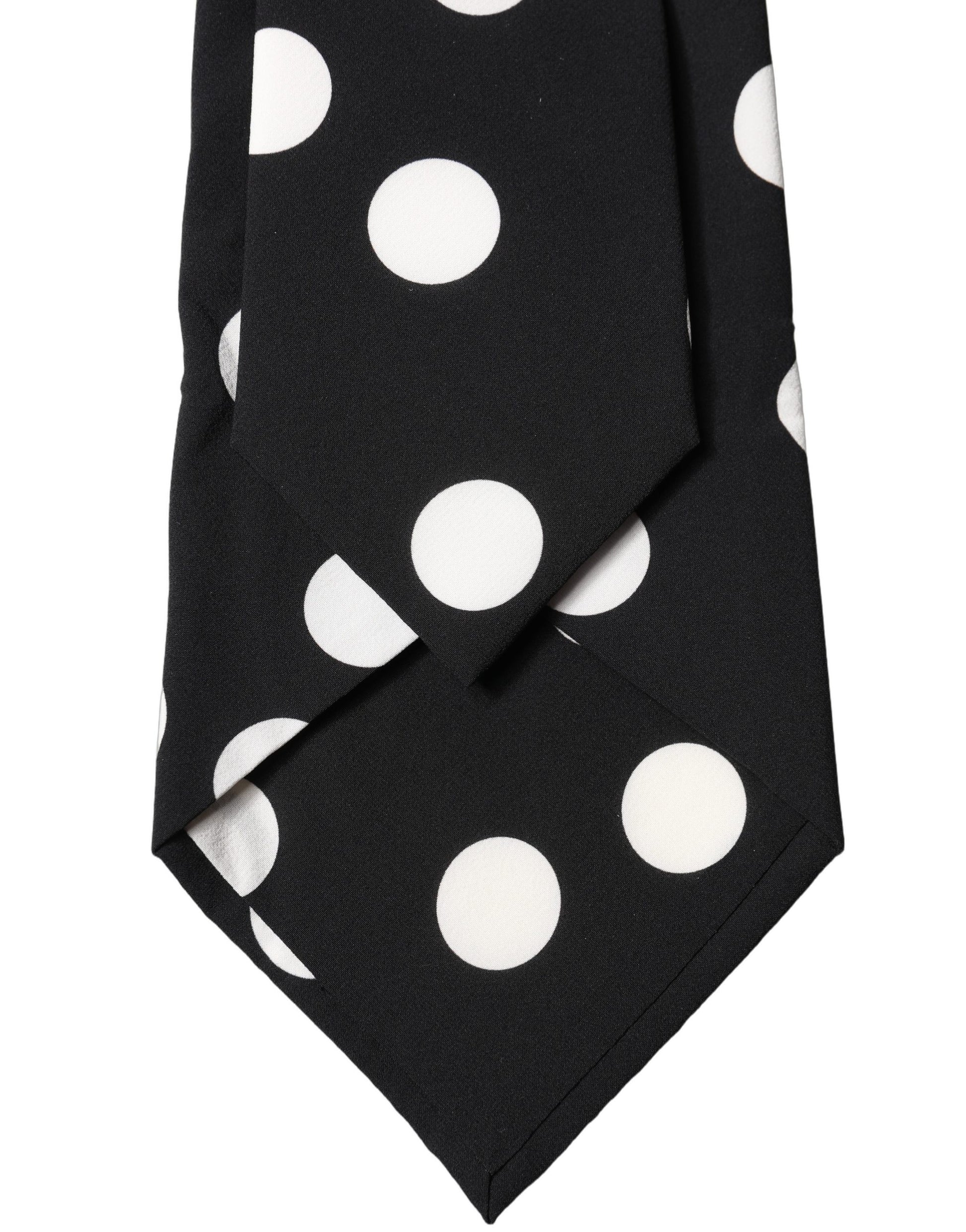 Cravate réglable en soie à pois noirs et blancs Dolce & Gabbana pour femme