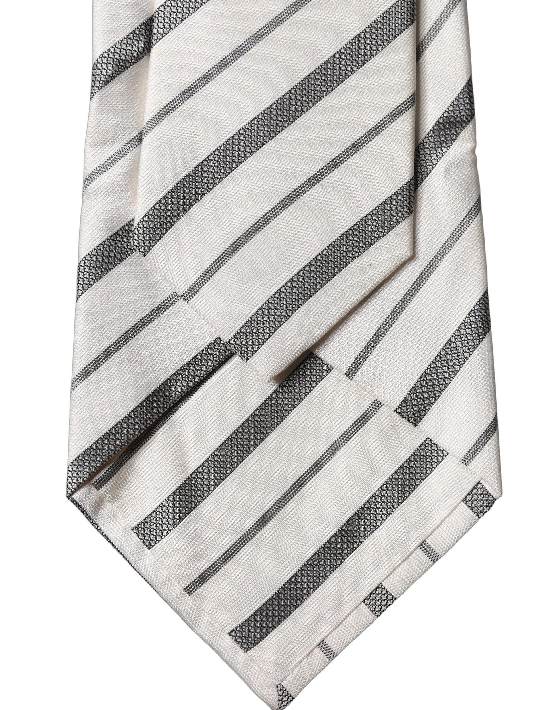 Dolce & Gabbana Black White Stripes Silk Adjustable Women Necktie Tie