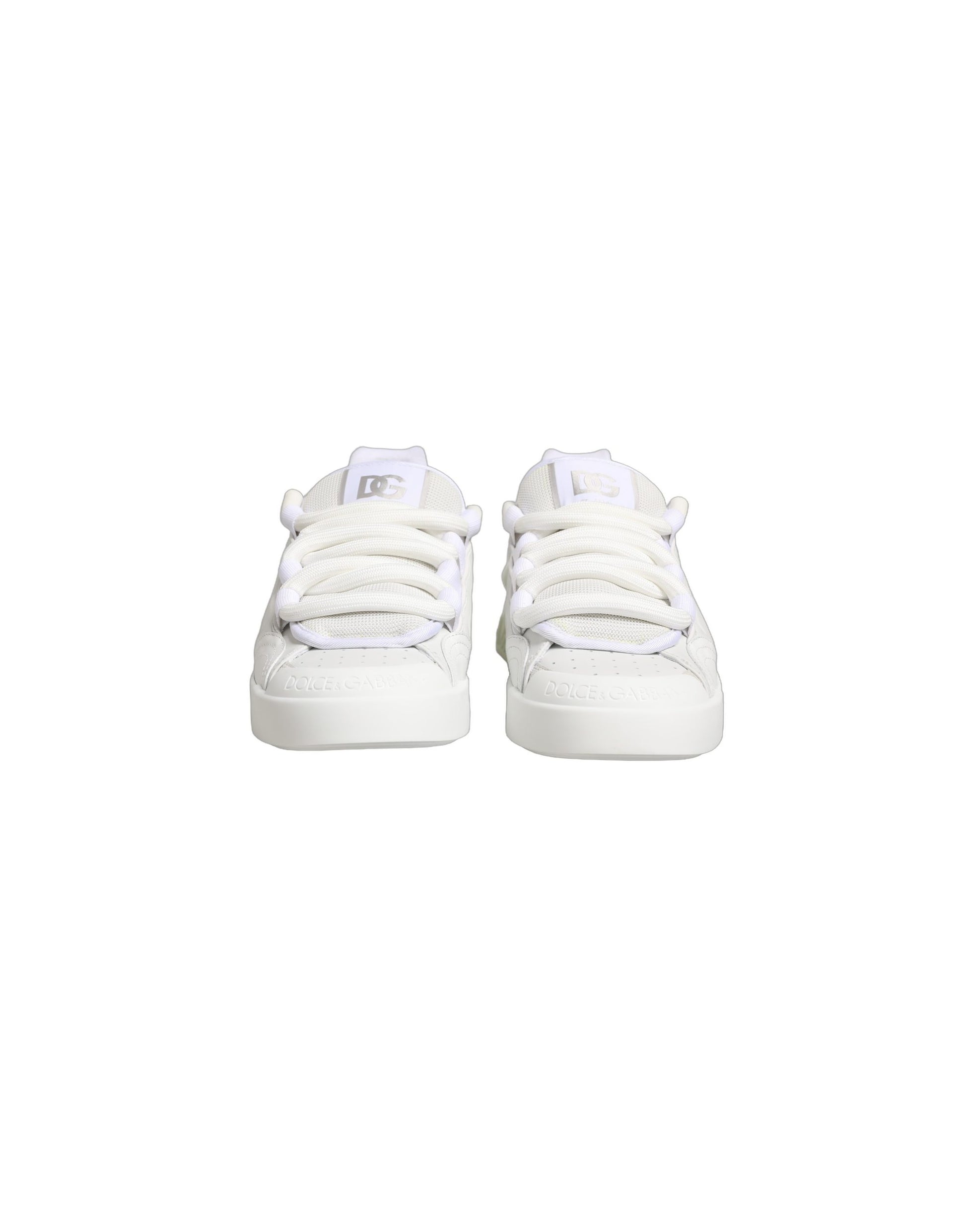 Dolce & Gabbana White Calfskin Leather Low Top Sneakers Shoes