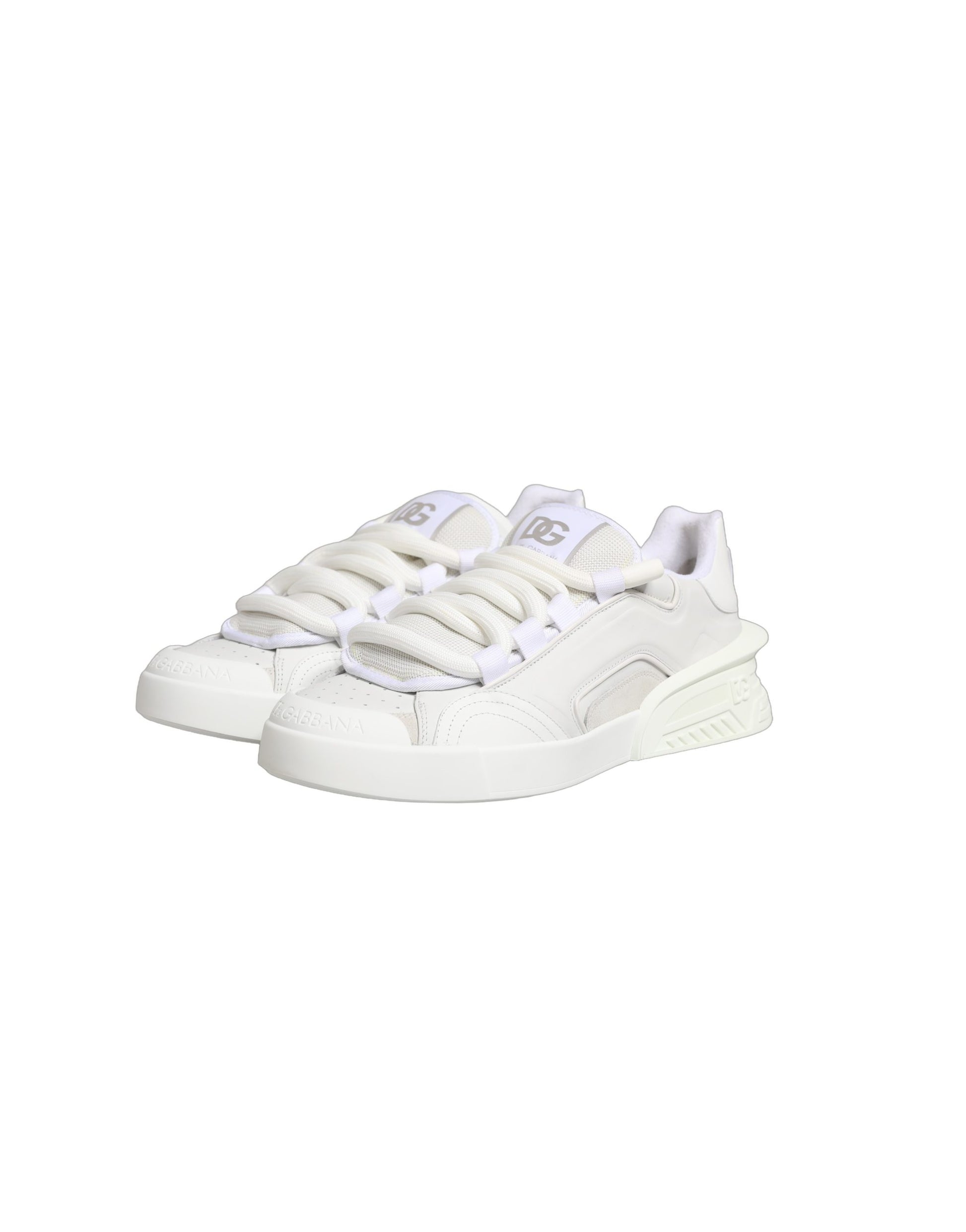 Dolce & Gabbana White Calfskin Leather Low Top Sneakers Shoes