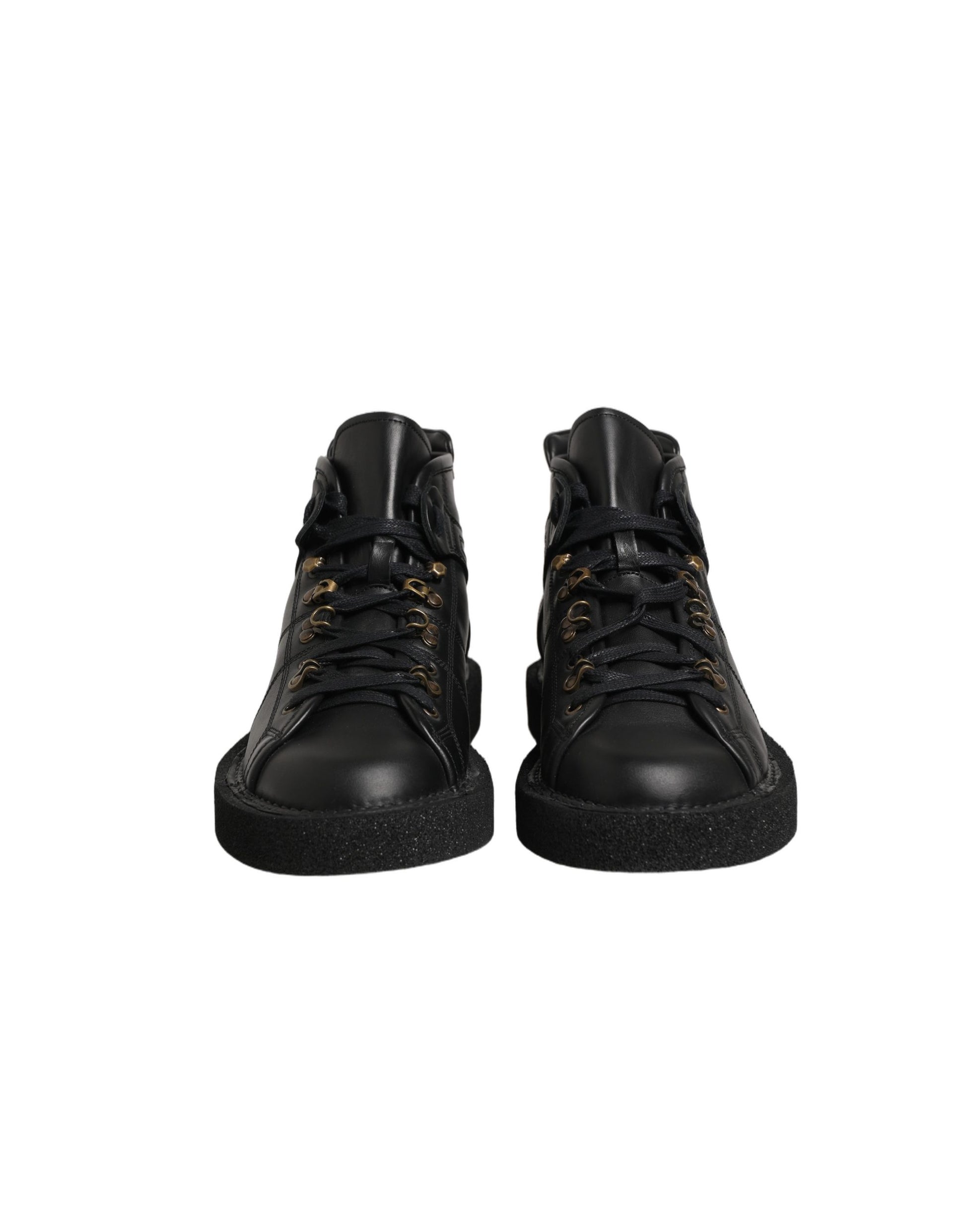 Dolce & Gabbana Black Leather Lace Up Men Ankle Boots Shoes