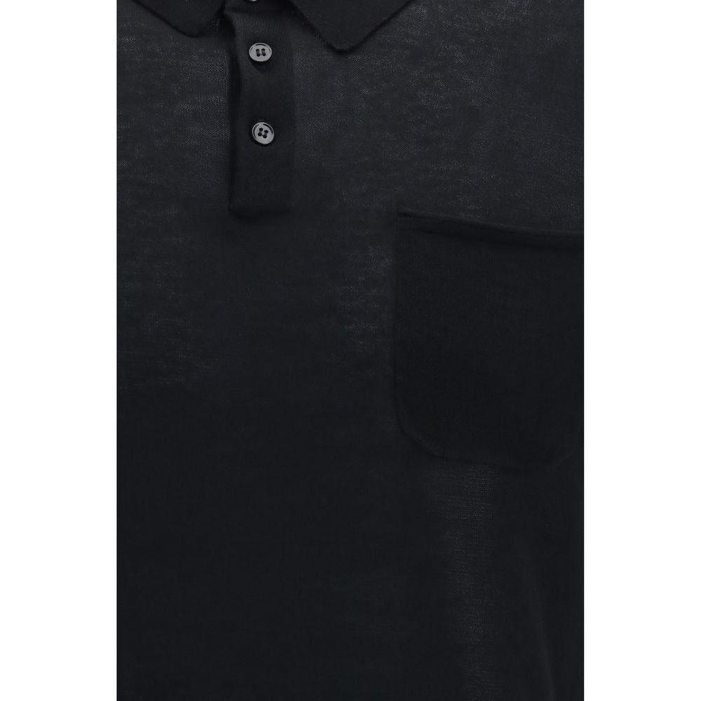 Polo Aragona en Coton Noir Cachemire