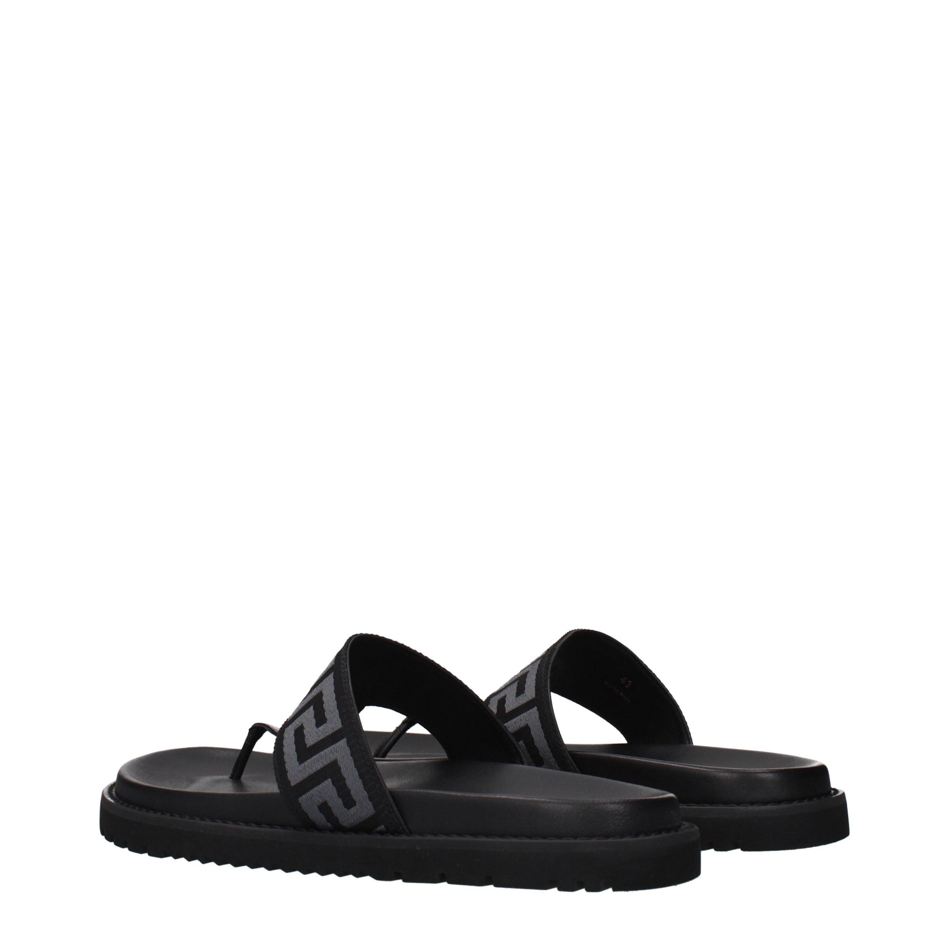 Versace Black Fabric Flip-Flop Sandals