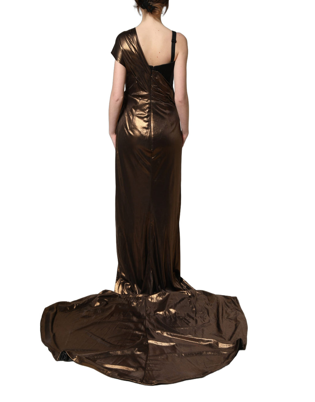 Robe asymétrique drapée à une épaule Dolce & Gabbana Bronze