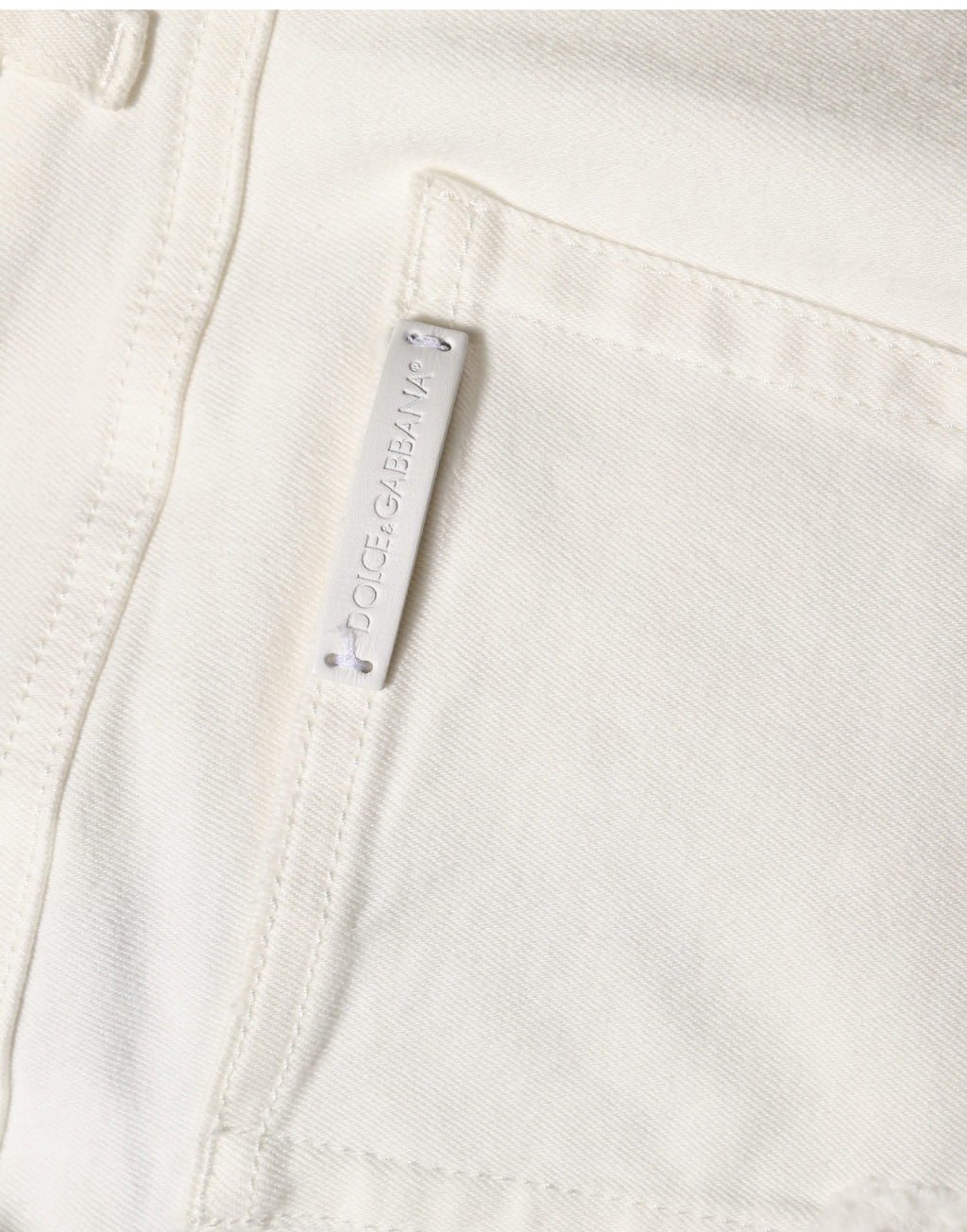 Jean slim en denim de coton blanc déchiré Dolce & Gabbana