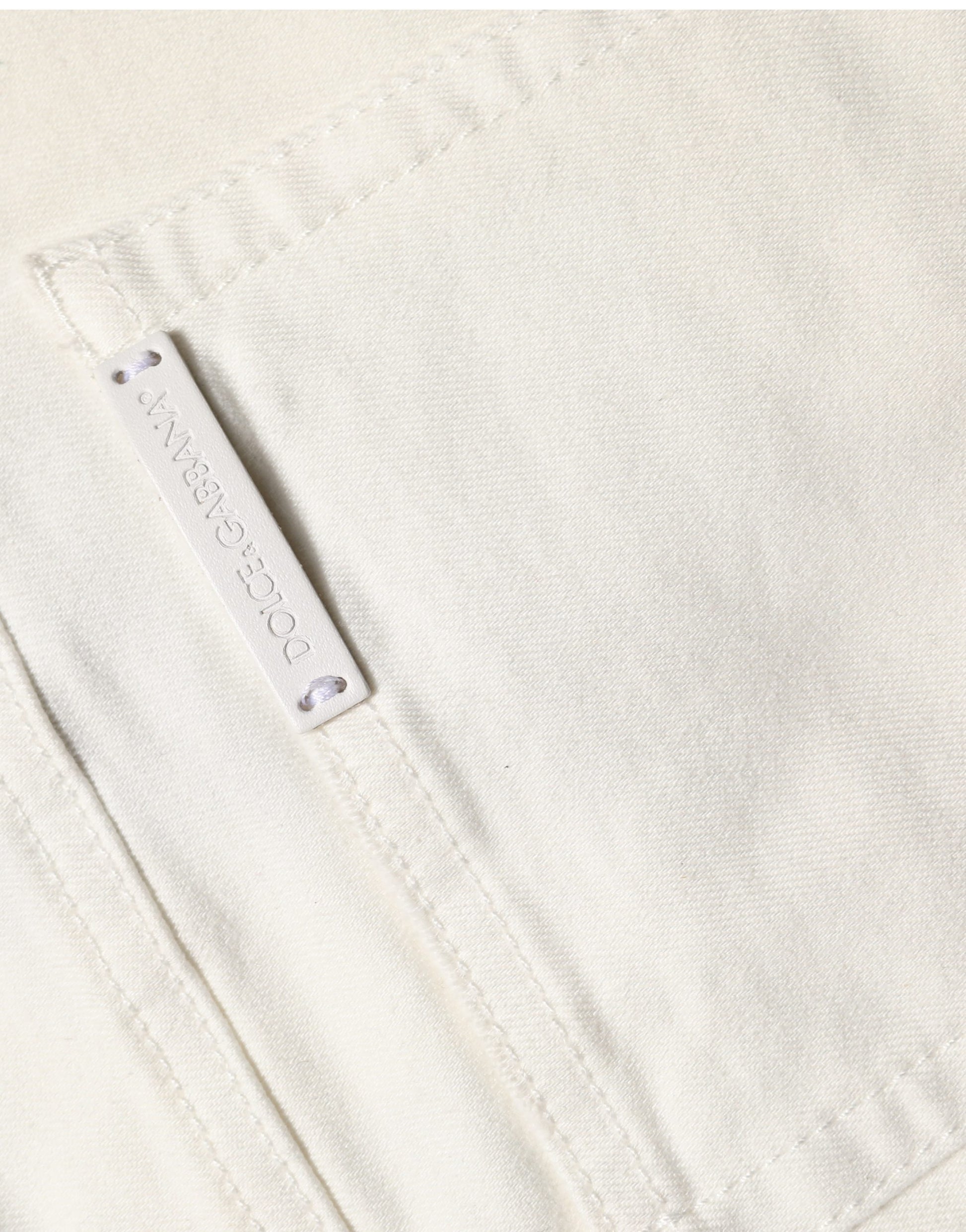 Jean slim en denim de coton blanc déchiré Dolce & Gabbana
