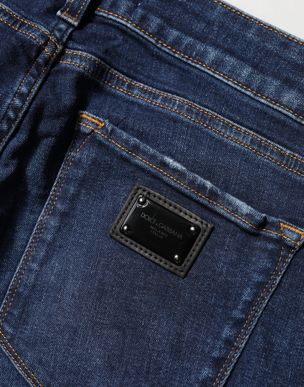 Jean en coton denim skinny, effet vieilli, bleu Dolce & Gabbana