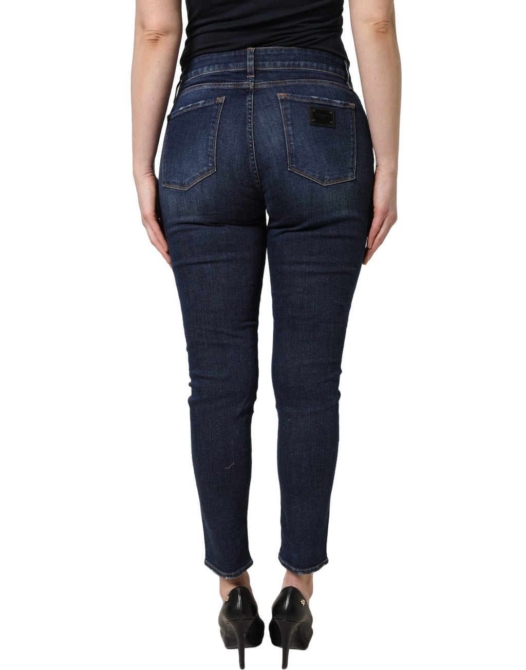 Jean en coton denim skinny, effet vieilli, bleu Dolce & Gabbana
