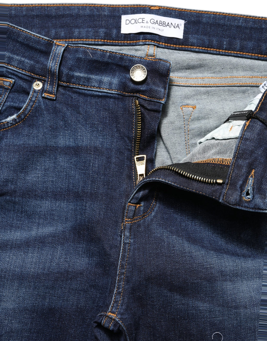 Jean en coton denim skinny, effet vieilli, bleu Dolce & Gabbana