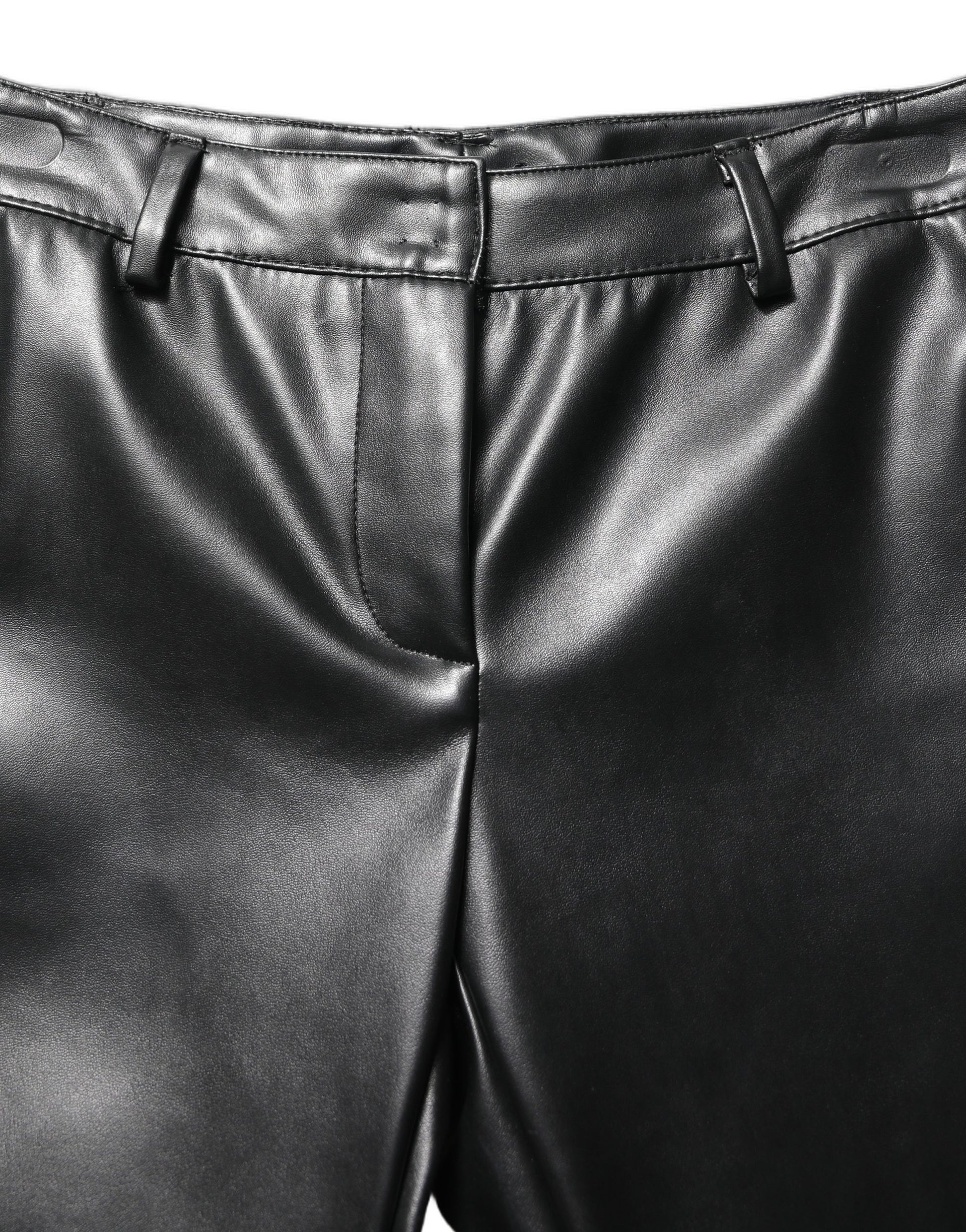 Dolce & Gabbana Black PU Leather High Waisted Trouser Pants