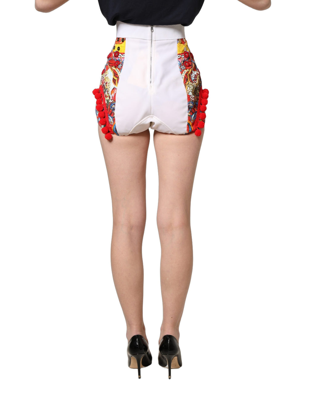 Jupe-short Dolce & Gabbana brocart multicolore bijoutée taille haute