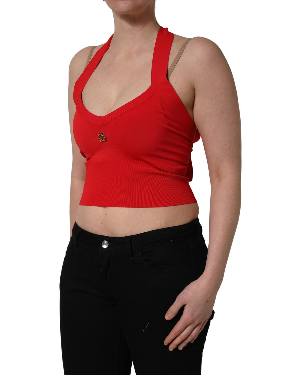 Dolce & Gabbana Red Sleeveless T-Shirt for Women detail view