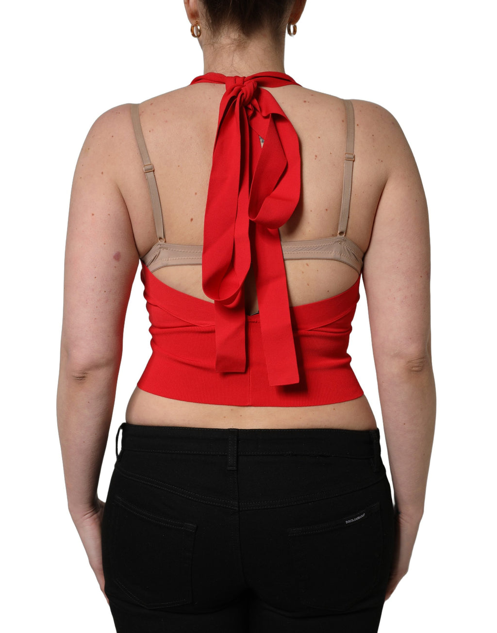 Dolce & Gabbana Red Sleeveless T-Shirt for Women side view