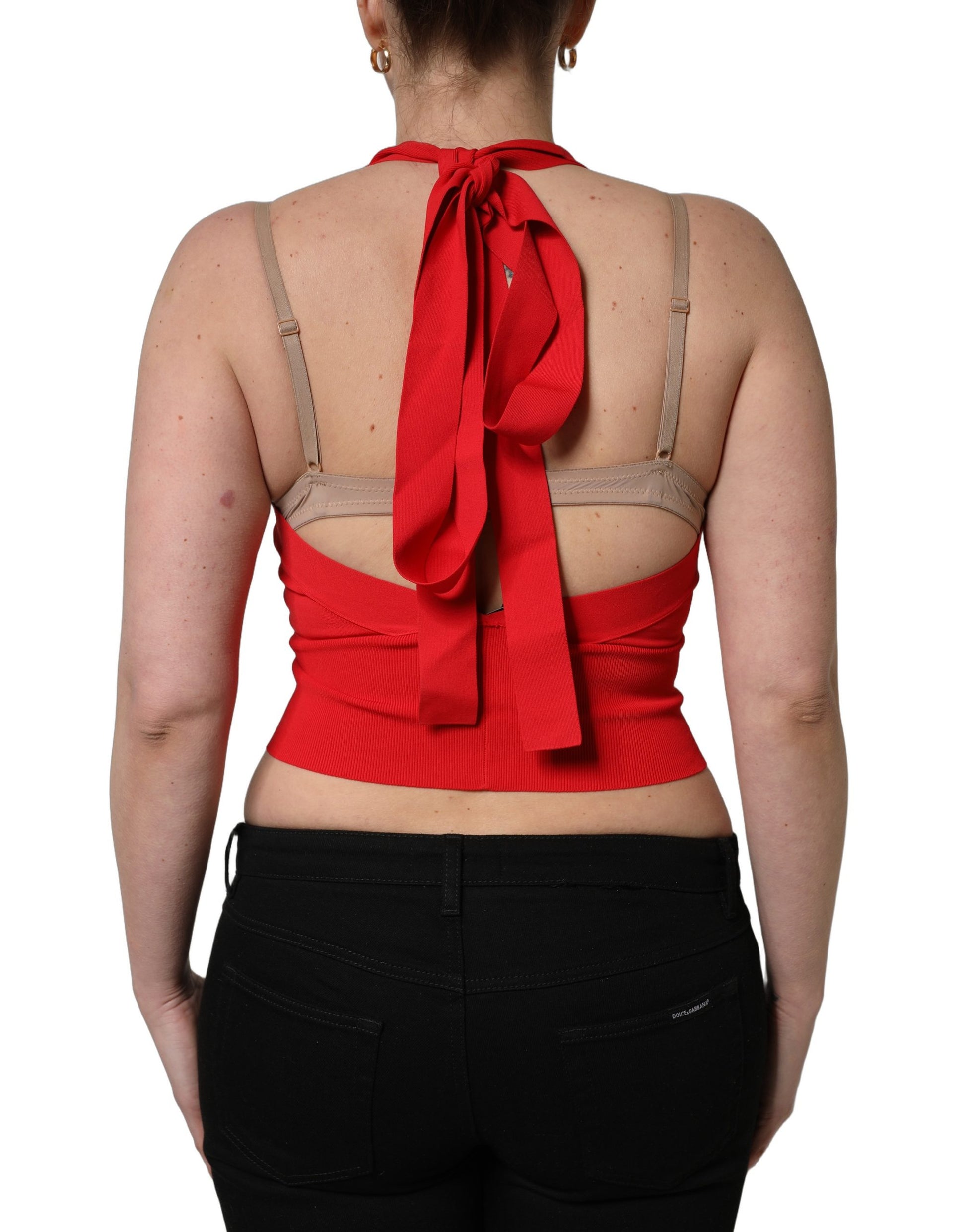Dolce & Gabbana Red Sleeveless T-Shirt for Women side view