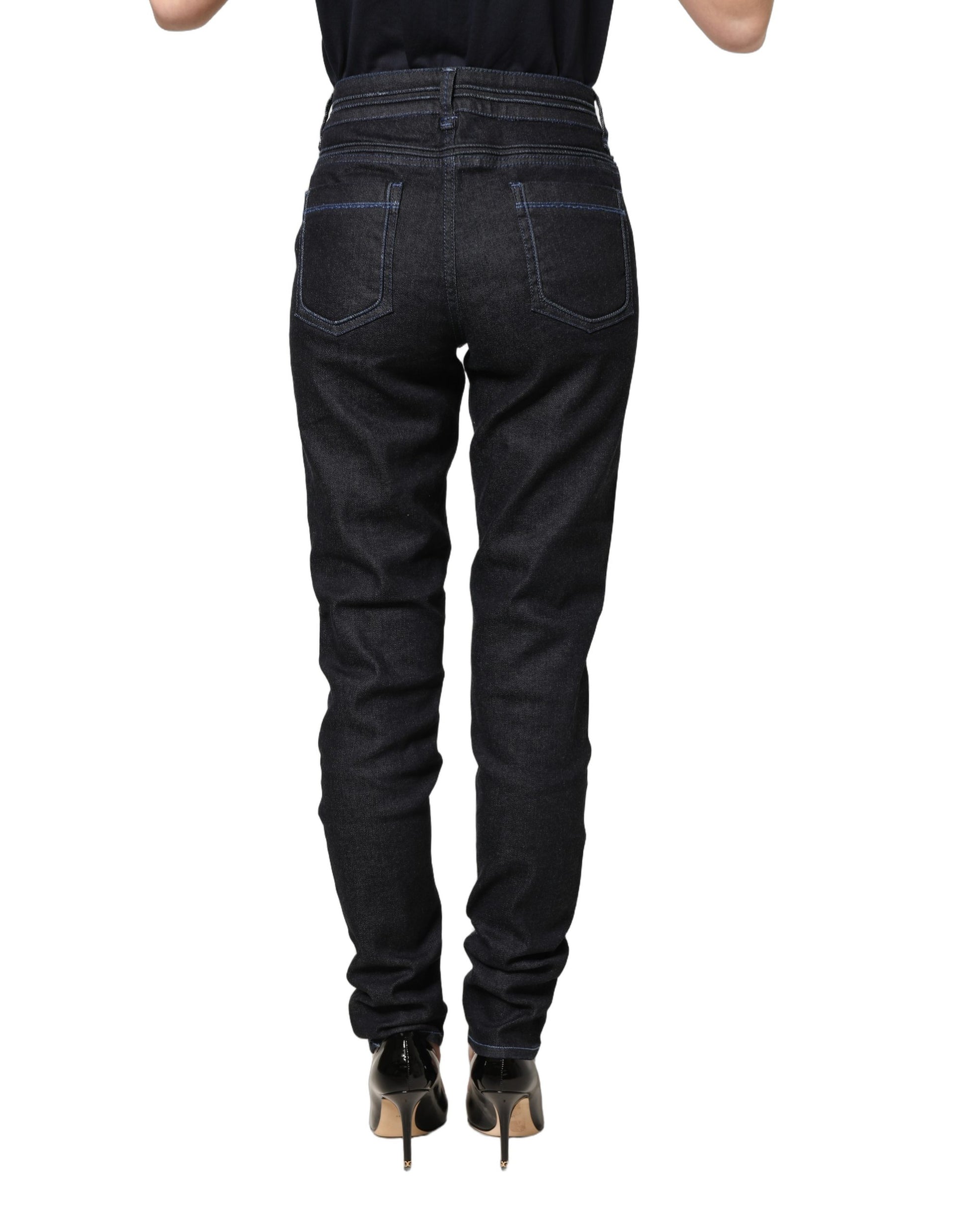 Jean Skinny Taille Haute Extensible en Denim de Coton Noir Acht