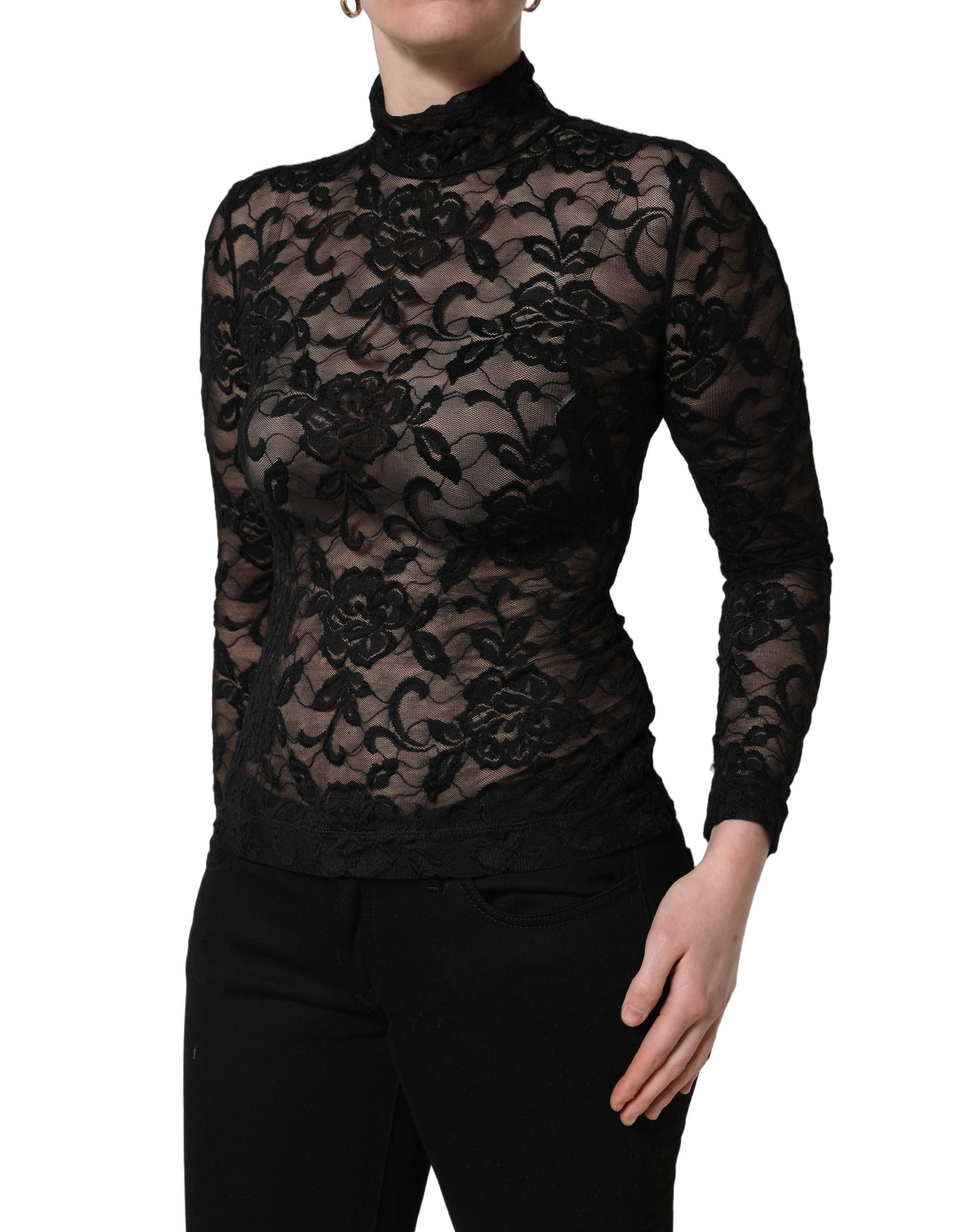 Dolce & Gabbana Black Long Sleeve T-Shirt for Women detail view