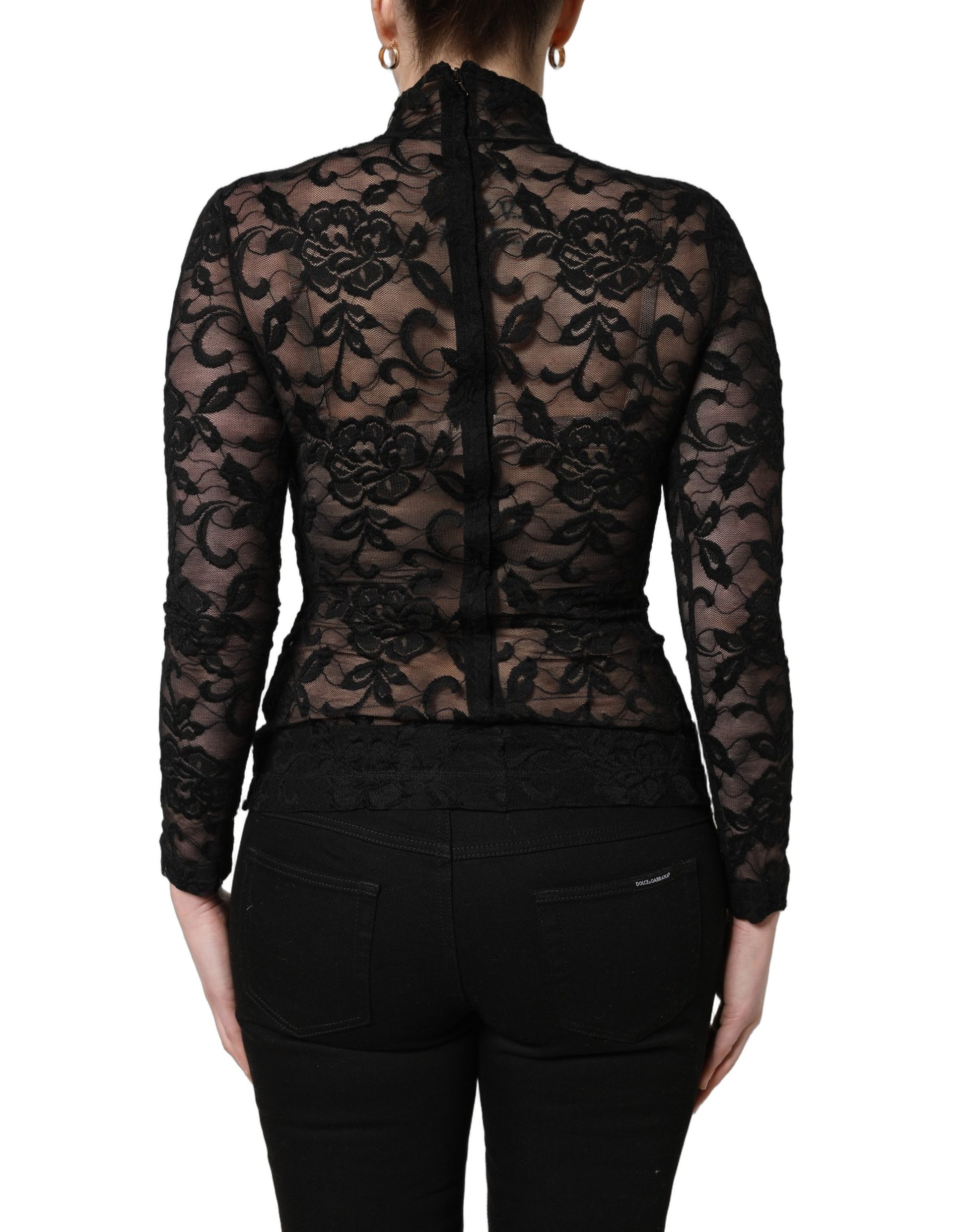 Dolce & Gabbana Black Long Sleeve T-Shirt for Women side view