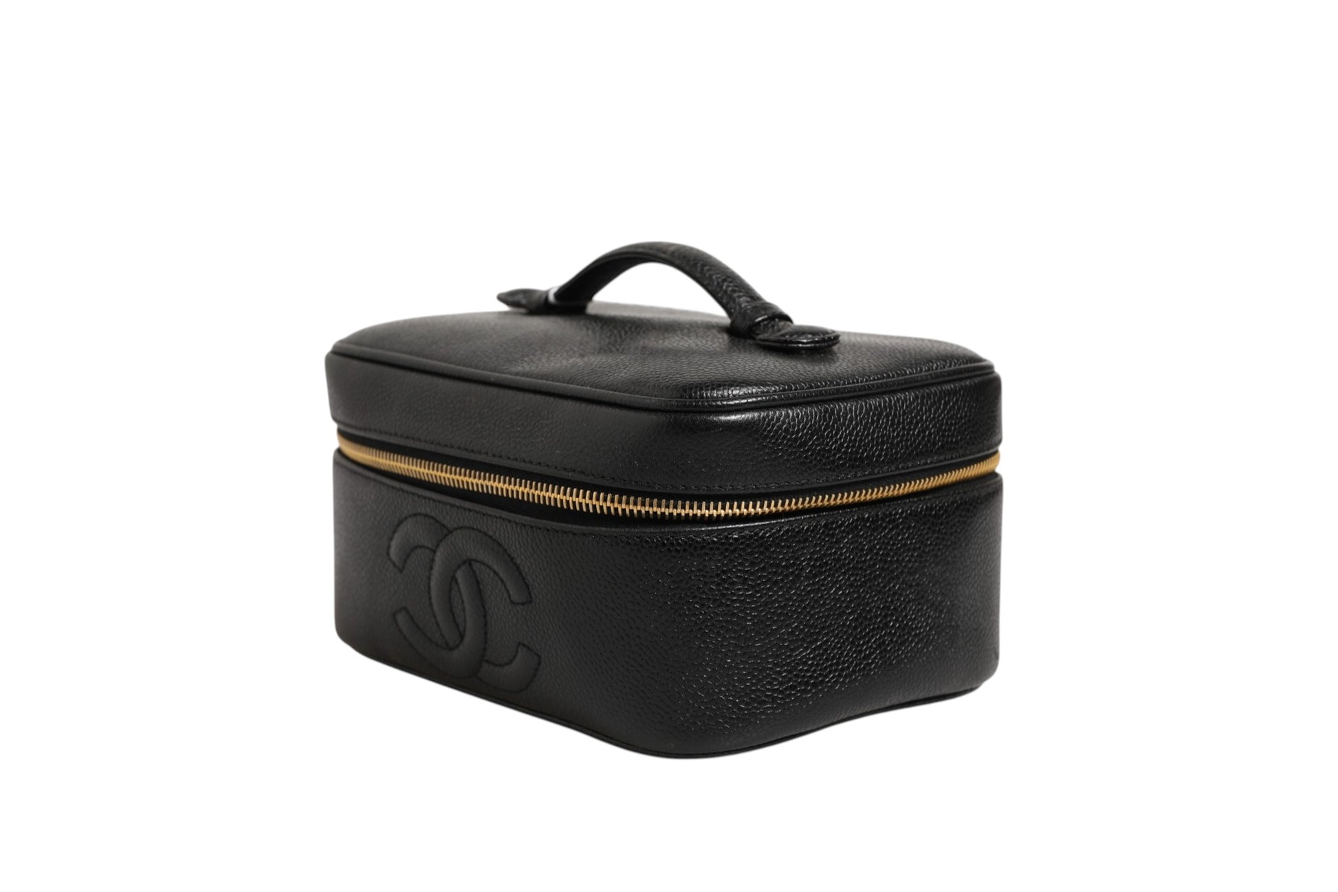 Trousse à maquillage Chanel noire et dorée