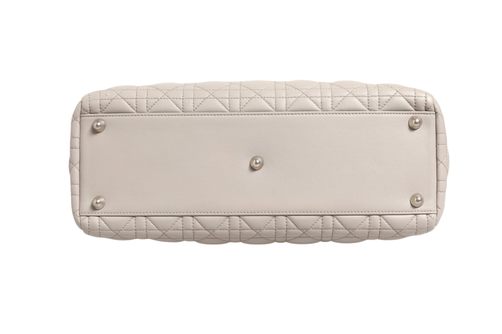Sac Christian Dior Lady Dior grand modèle en agneau Cannage gris
