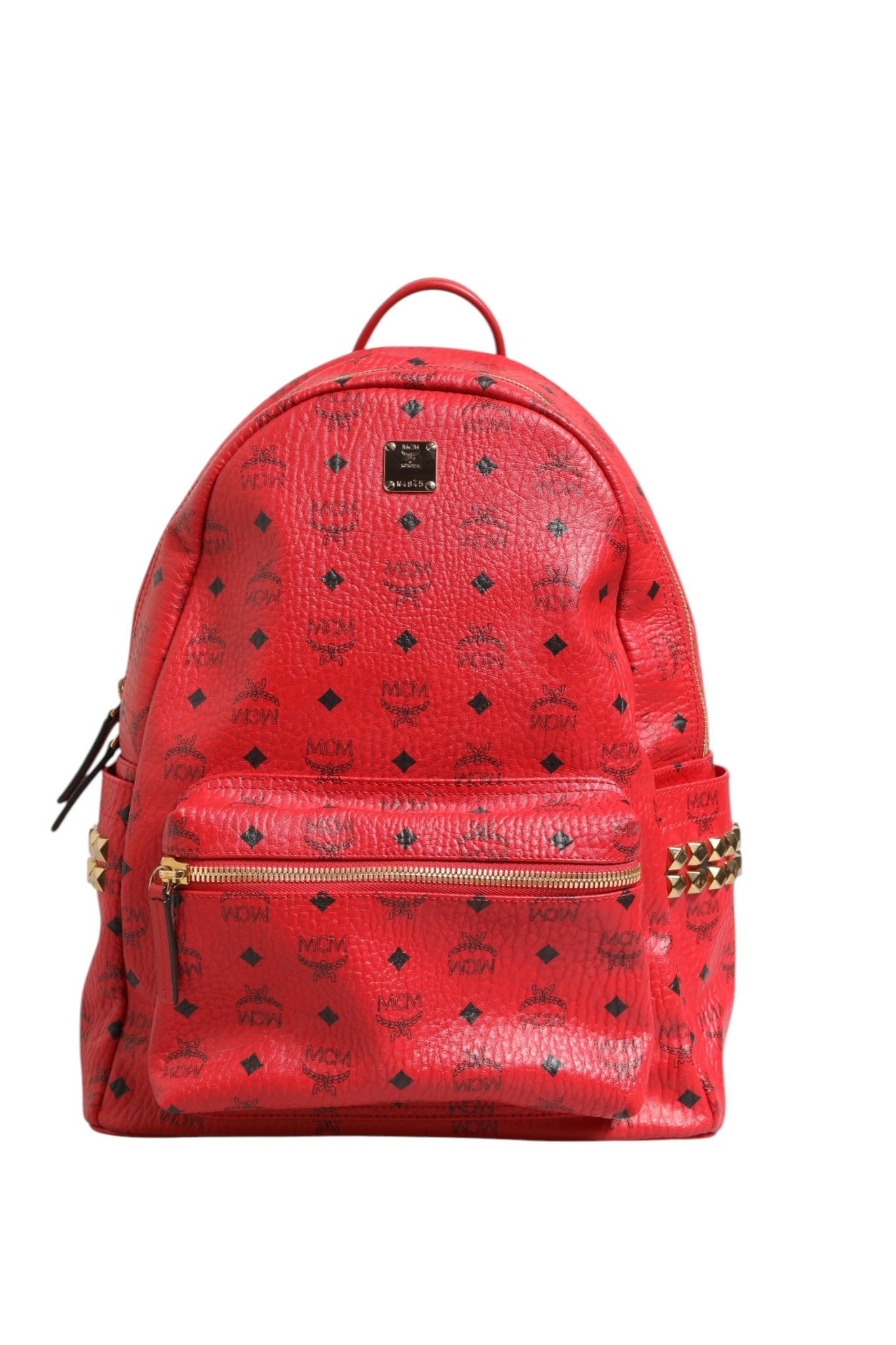 Sac à dos MCM Medium Stark Visetos clouté - Rouge