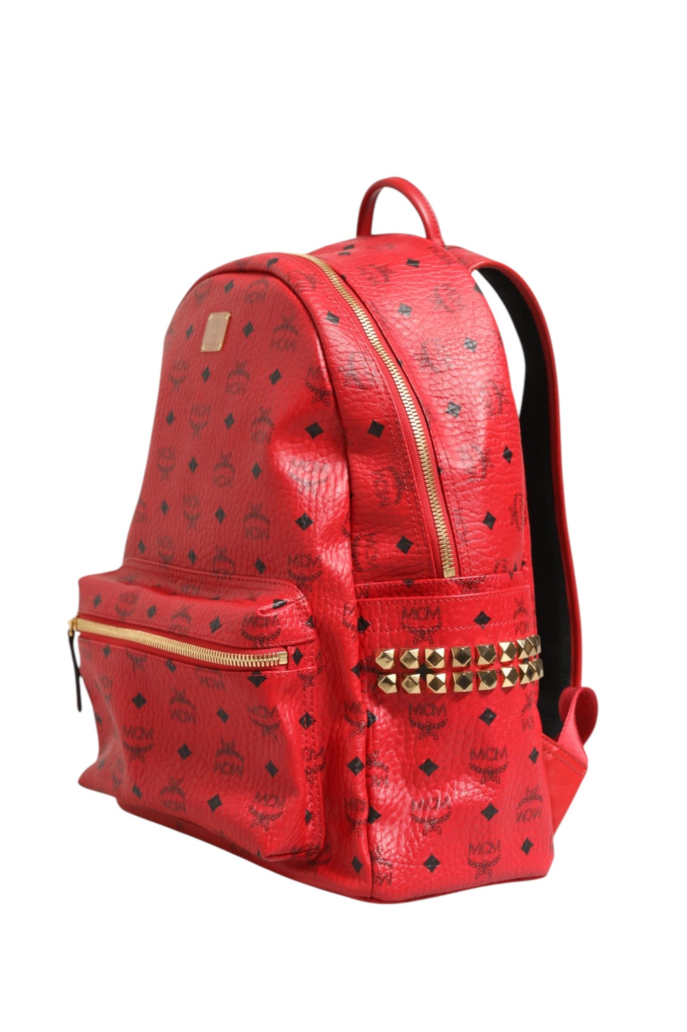 Sac à dos MCM Medium Stark Visetos clouté - Rouge
