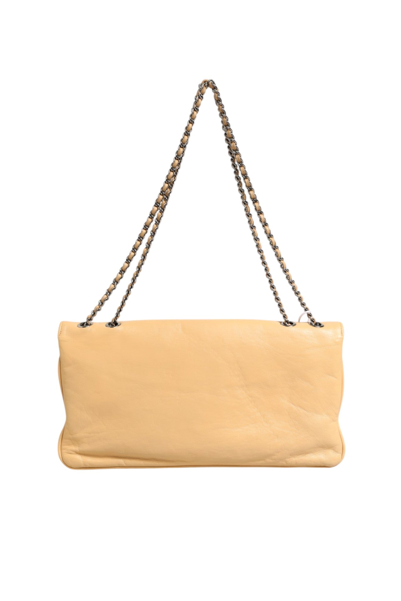 Sac à rabat Chanel Beige en agneau avec fermoir géant Mademoiselle Reissue