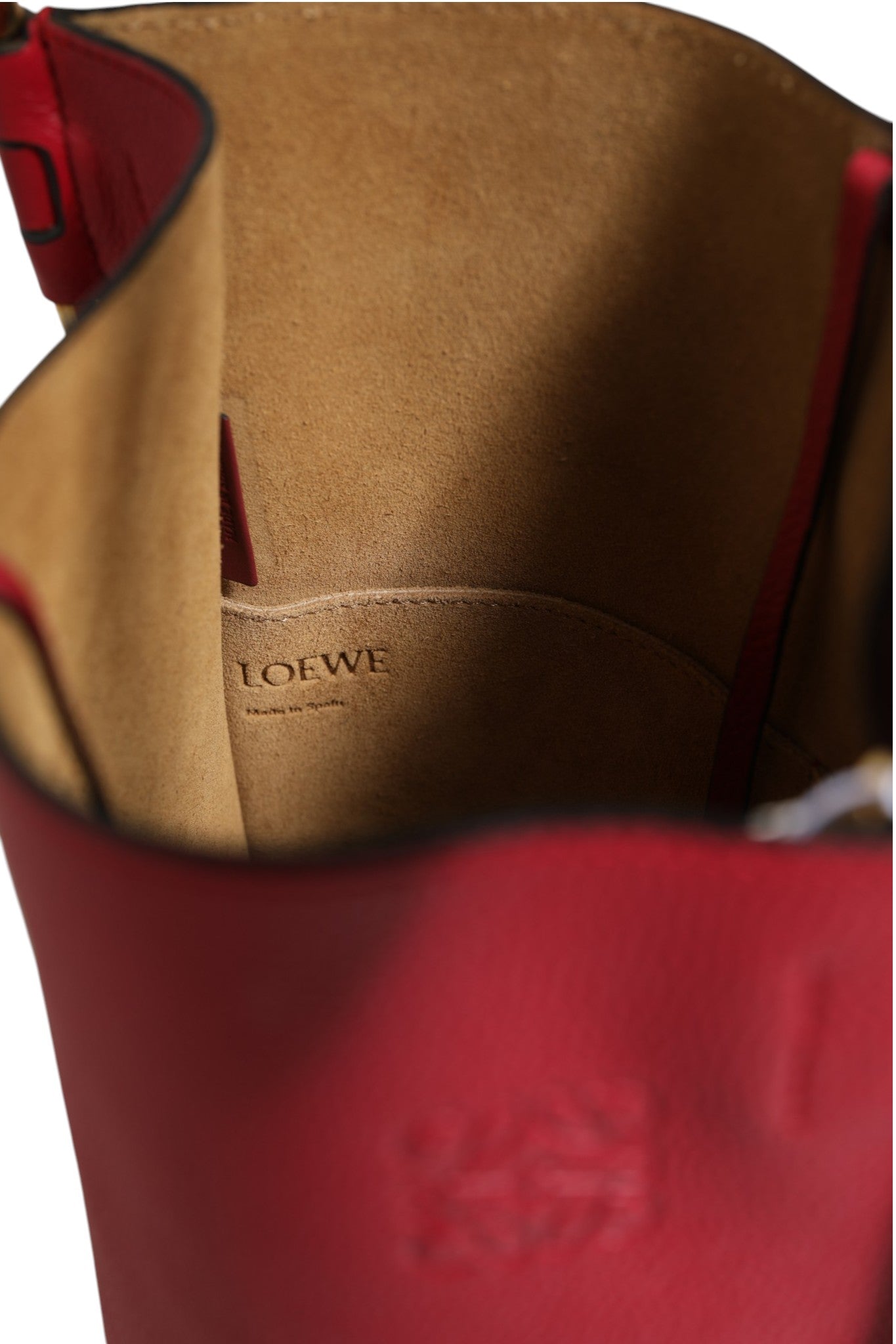 Sac seau Loewe Gate en cuir framboise et vin