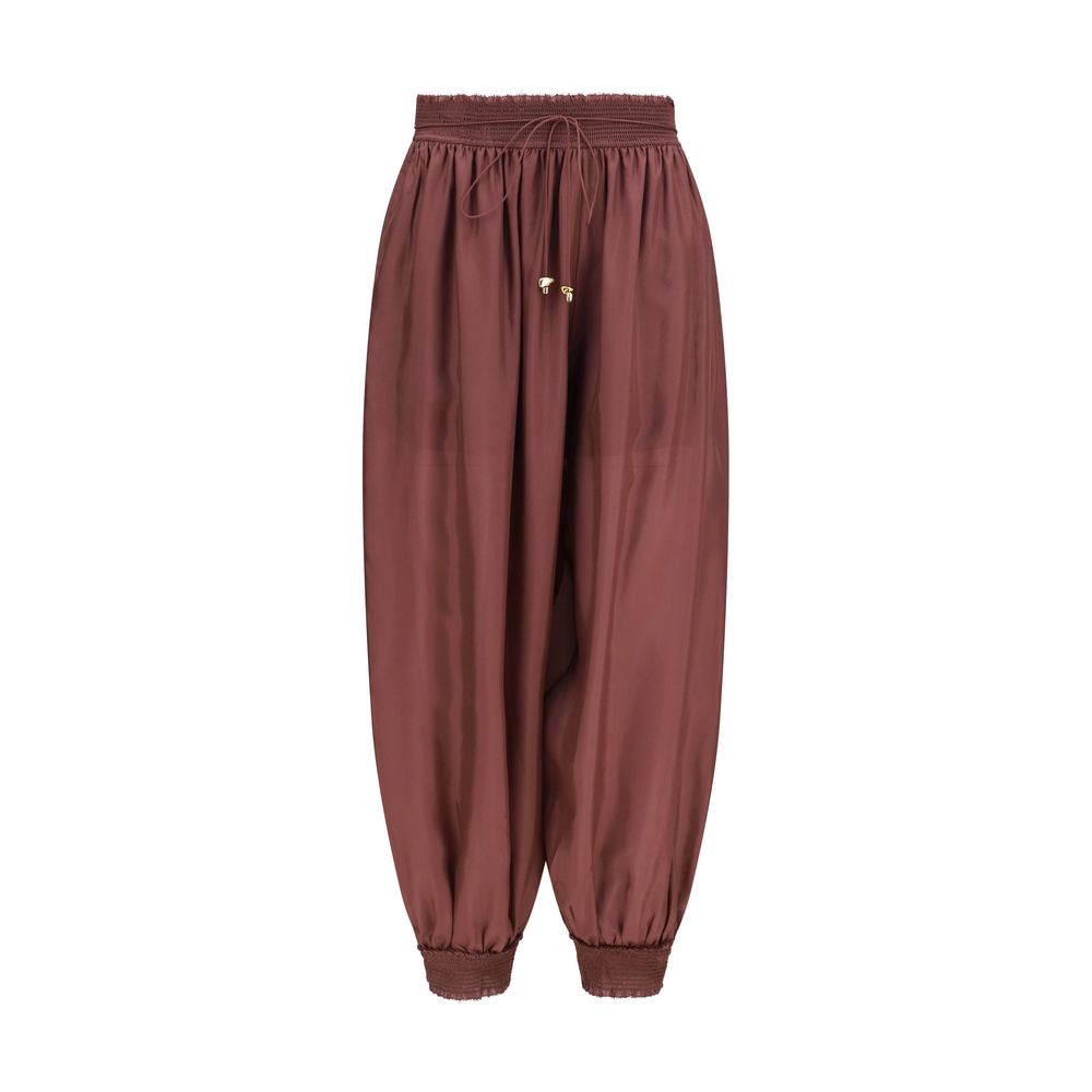Pantalon décontracté en soie Zimmermann Bordeaux