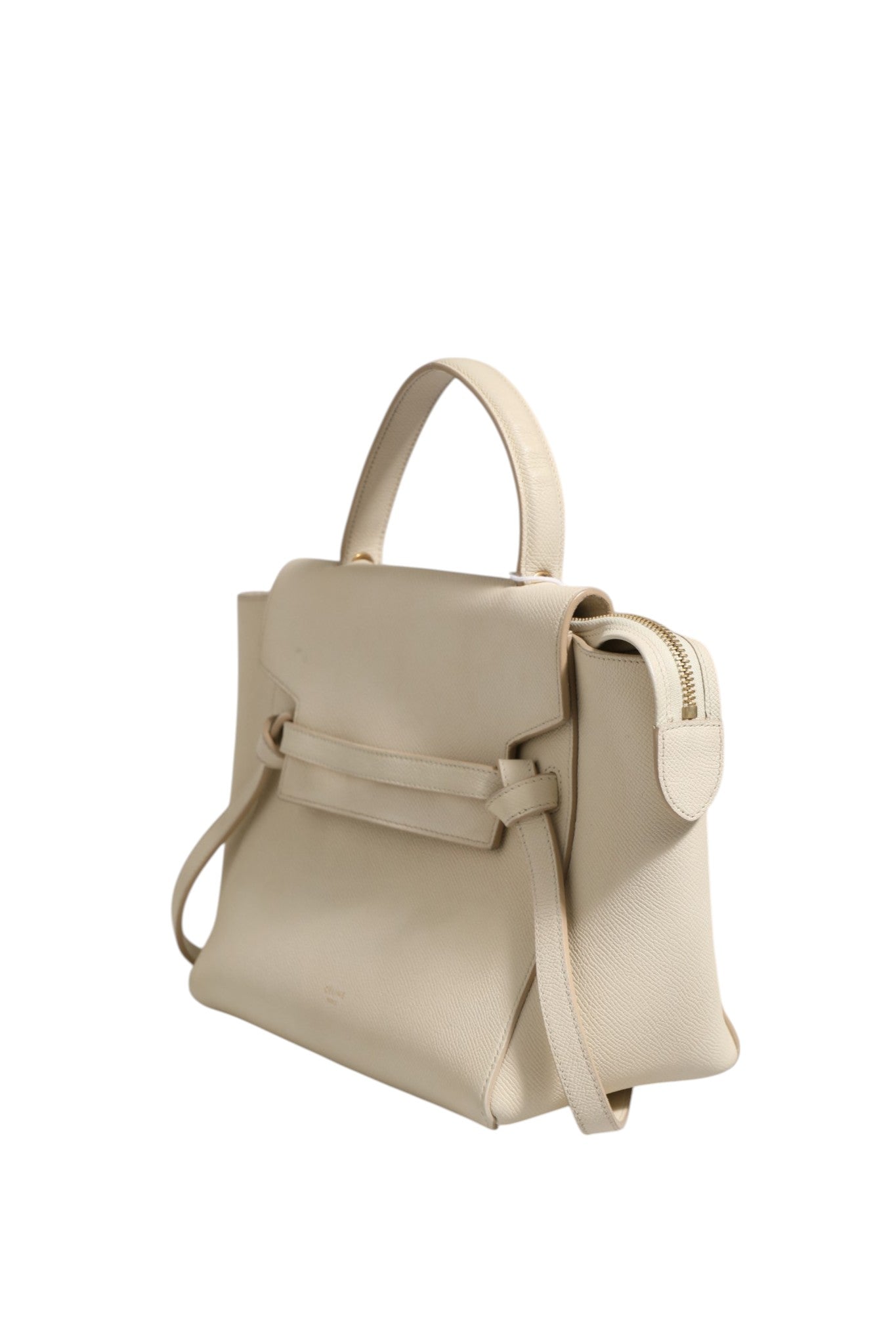Sac Céline Nano Belt en veau grainé craie