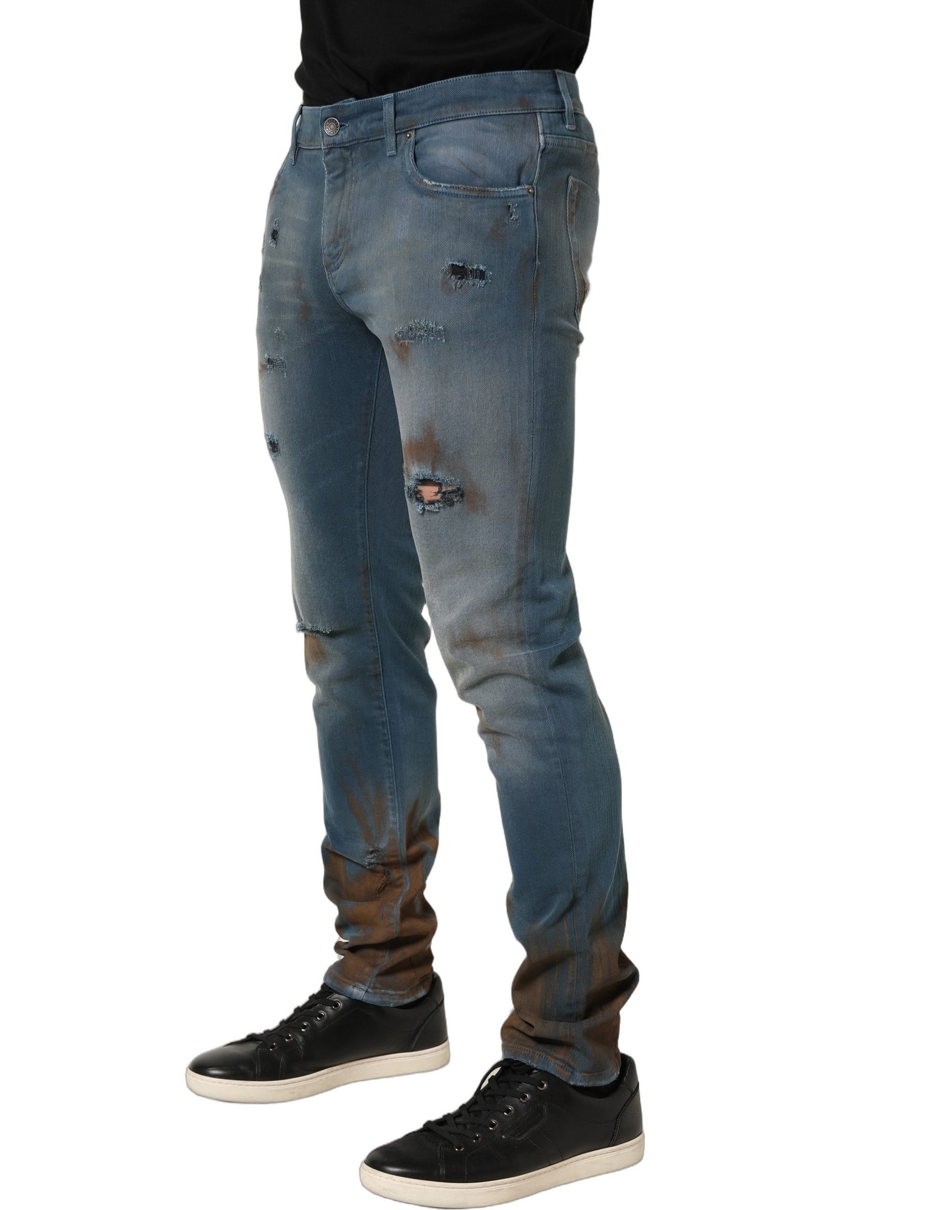 Dolce & Gabbana Blue Skinny Jeans for Men detail view